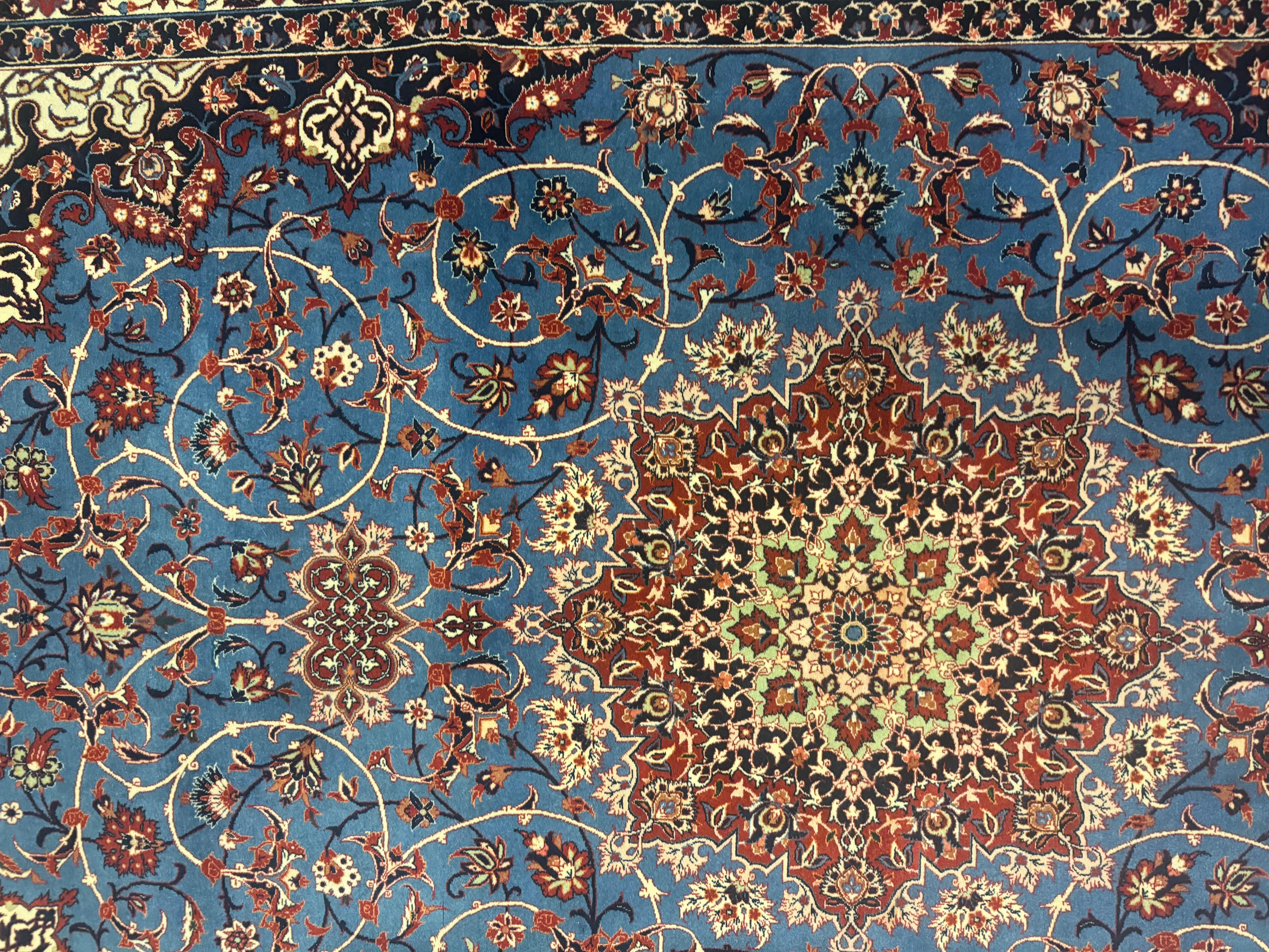 Exceptional Antique Persian Hand Knotted Rug Oriental Blue Kurk Living Room Rug For Sale 2