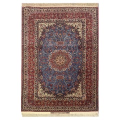 Exceptional Antique Persian Hand Knotted Rug Oriental Blue Kurk Living Room Rug