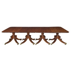 Exceptional ​​Antique Regency Four Pedestal Dining Table With Three Leaves