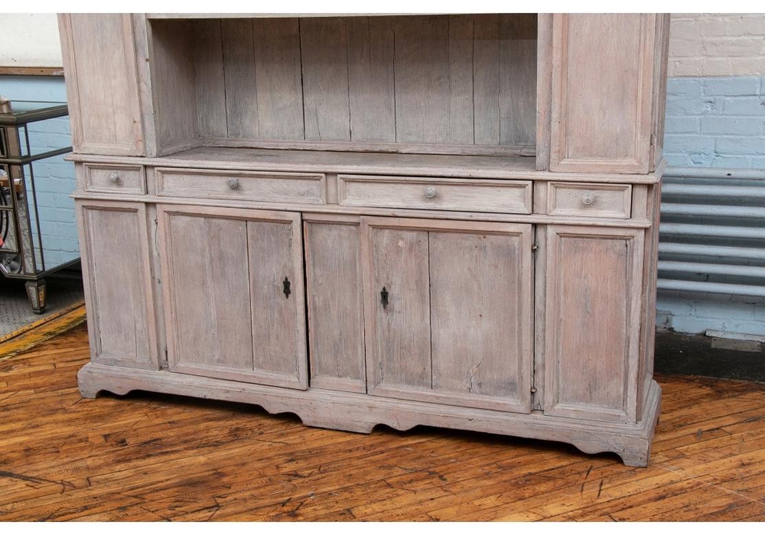Exceptional Antique Two Part Pine Hutch in Gray Driftwood Custom Paint 2