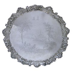 Exceptional Antique Victorian Sterling Silver Salver 1847