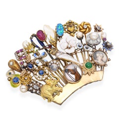 Exceptional Antique Yellow Gold Multi Gemstone Stick Pin Collection Brooch