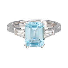 Retro Exceptional Aquamarine & Diamond Ring