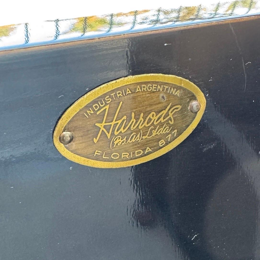 Eccezionale mobile bar Art Deco in lacca nera con intarsio d'uva e binario cromato in vendita 3