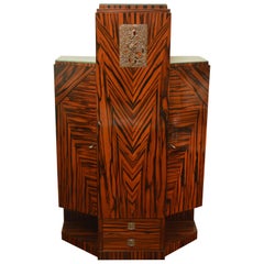 Exceptional Art Deco Cabinet in Macassar by Joseph De Coene, 1928