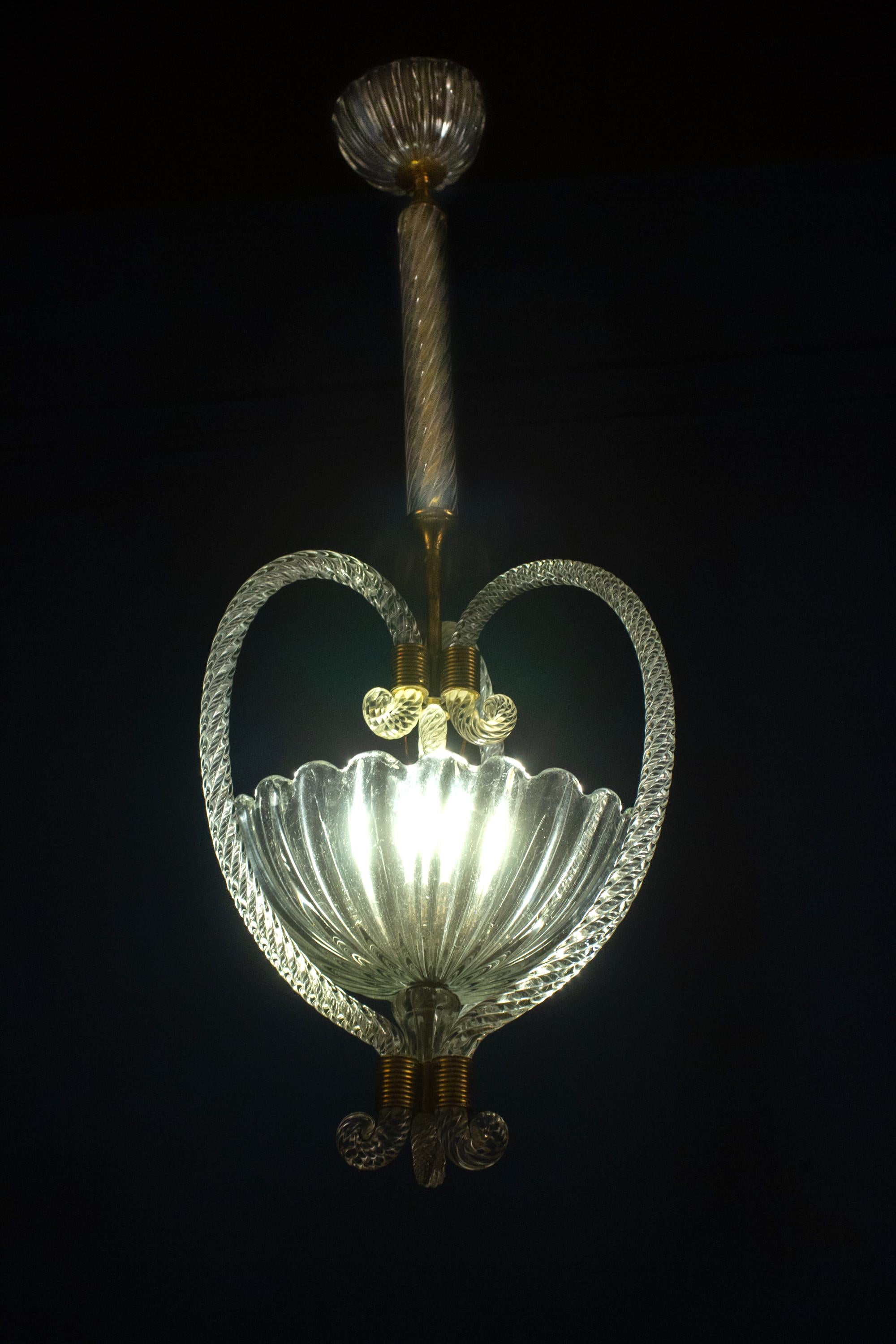 Exceptional Art Deco Chandelier or Lanterns by Ercole Barovier, 1940 1