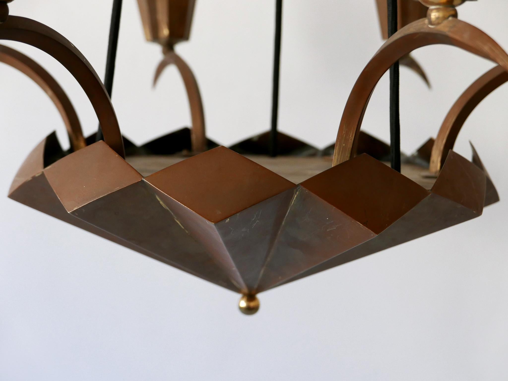 Exceptional Art Deco Cubist Brass Chandelier or Pendant Lamp, 1920s 12