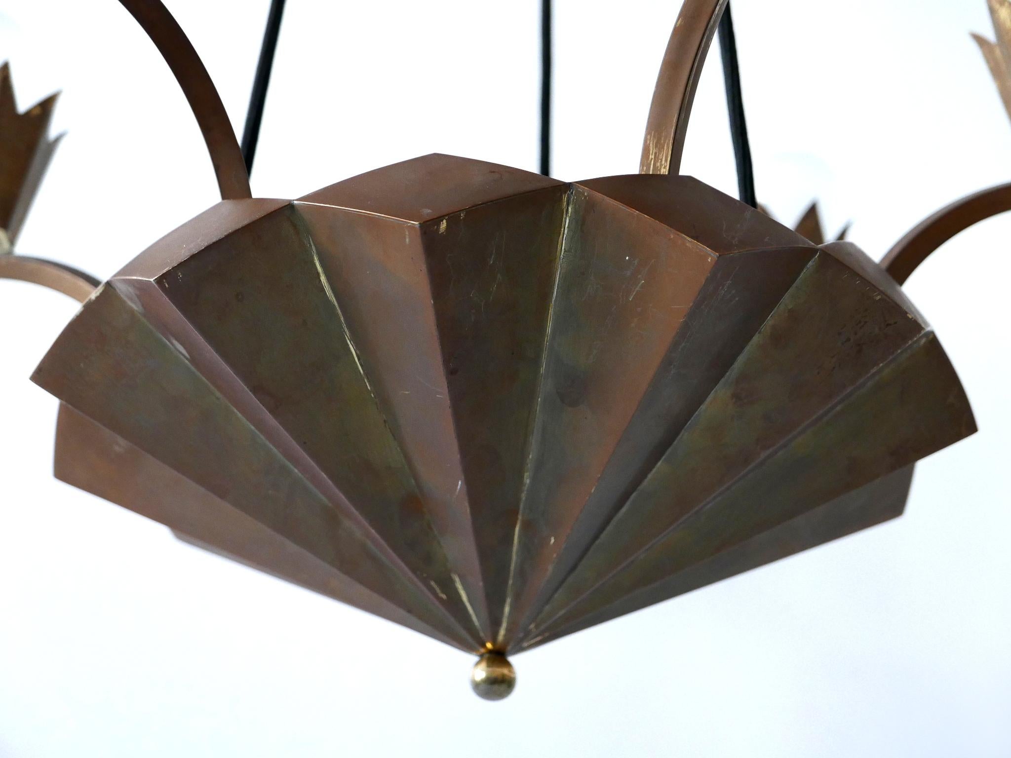 Exceptional Art Deco Cubist Brass Chandelier or Pendant Lamp, 1920s 13