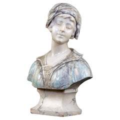 Exceptional Art Deco Female Bust from the early 1900s made of Carrara Marble