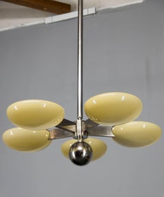 Außergewöhnlicher, vernickelter Kronleuchter im Art-Déco-Funktionalismus-Stil, 1930er Jahre