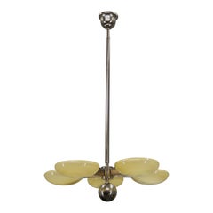 Außergewöhnlicher, vernickelter Kronleuchter im Art-Déco-Funktionalismus-Stil, 1930er Jahre