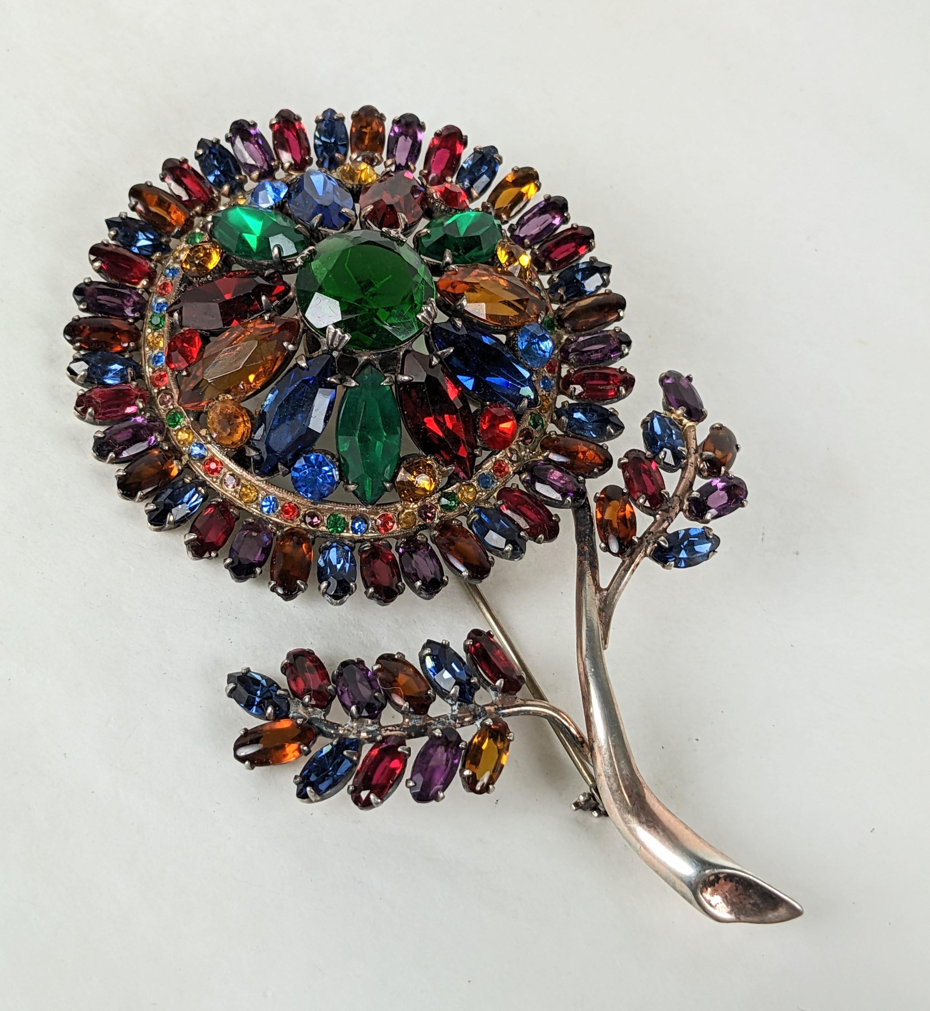 Women's or Men's Exceptional Art Deco Jeweled Flower Set For Sale