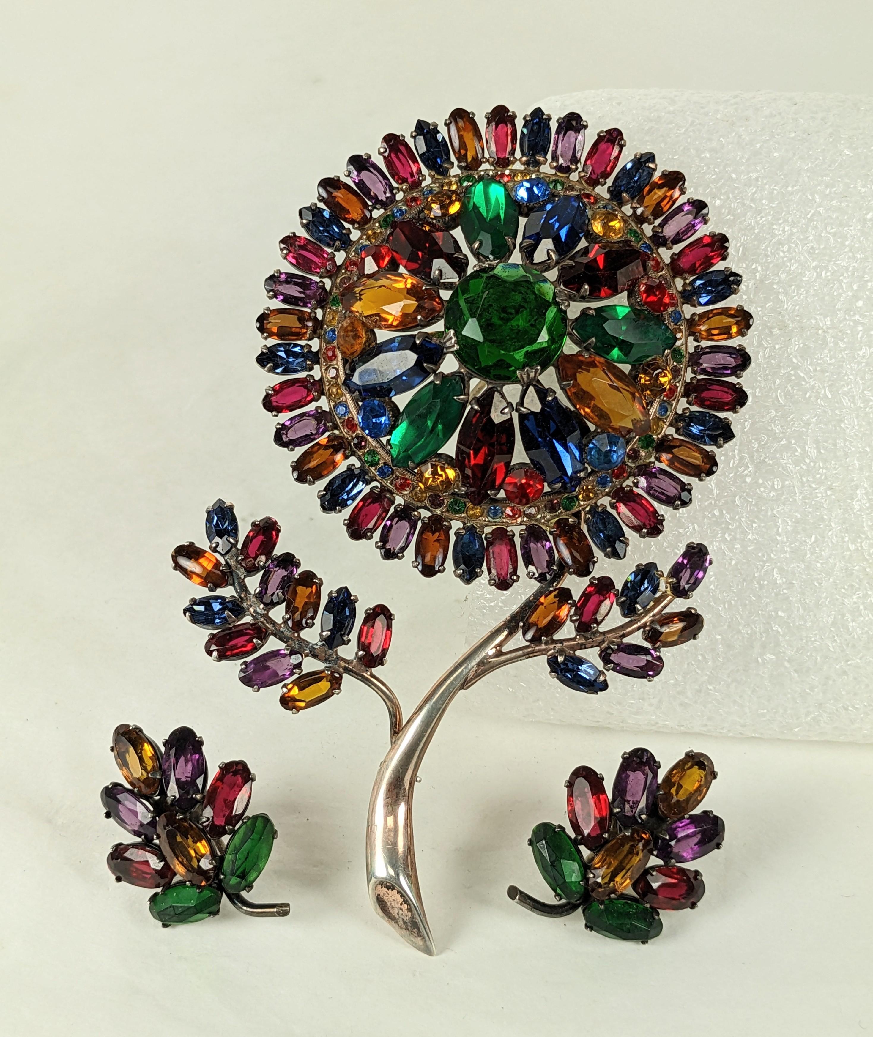 Exceptional Art Deco Jeweled Flower Set For Sale 1