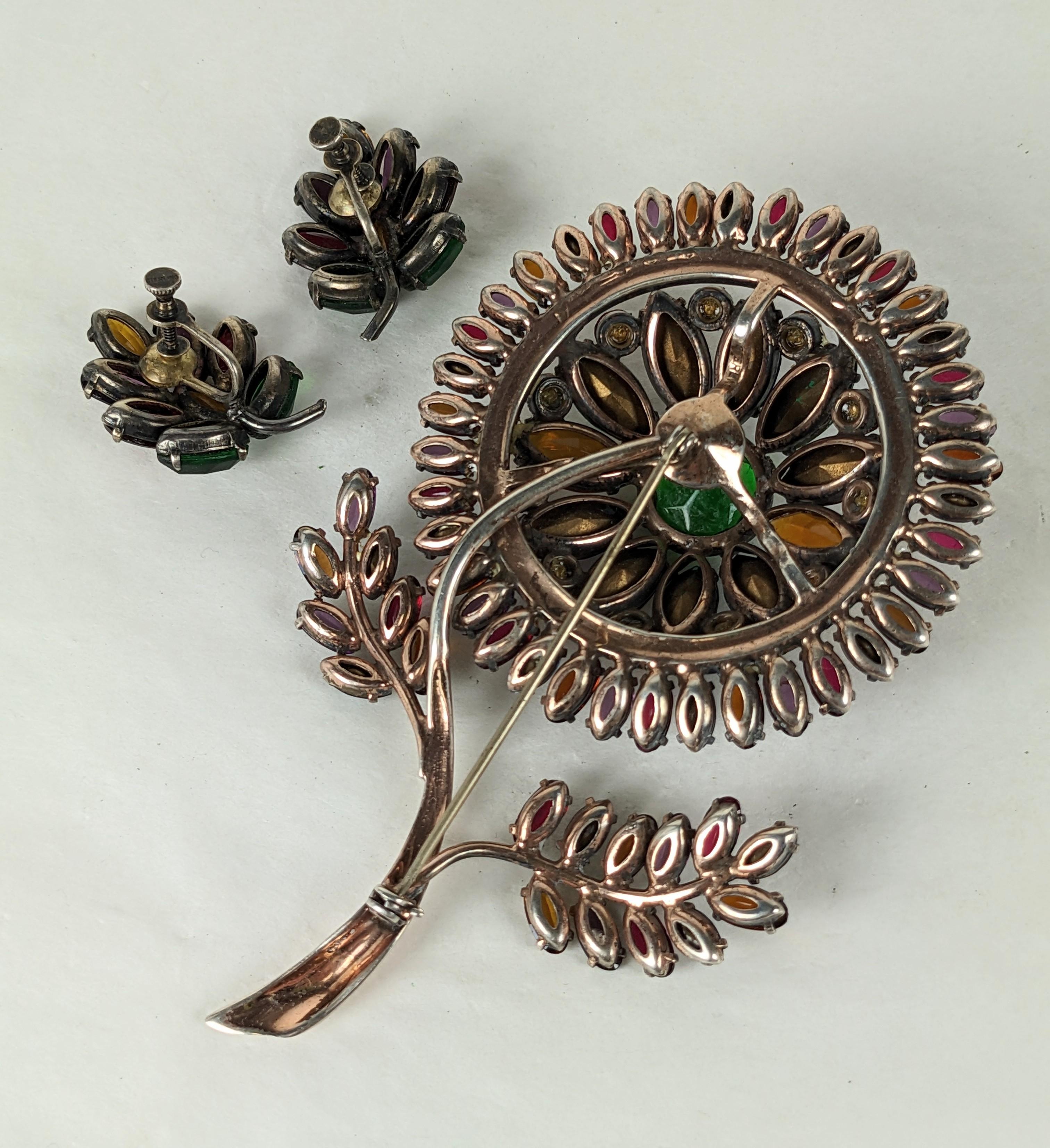 Exceptional Art Deco Jeweled Flower Set For Sale 2