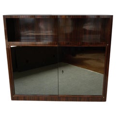 Exceptional Art Deco Macassar Ebony and Mirrored Glass Fronted Bookcase