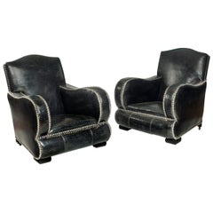 Exceptional Art Deco Study Leather Chairs