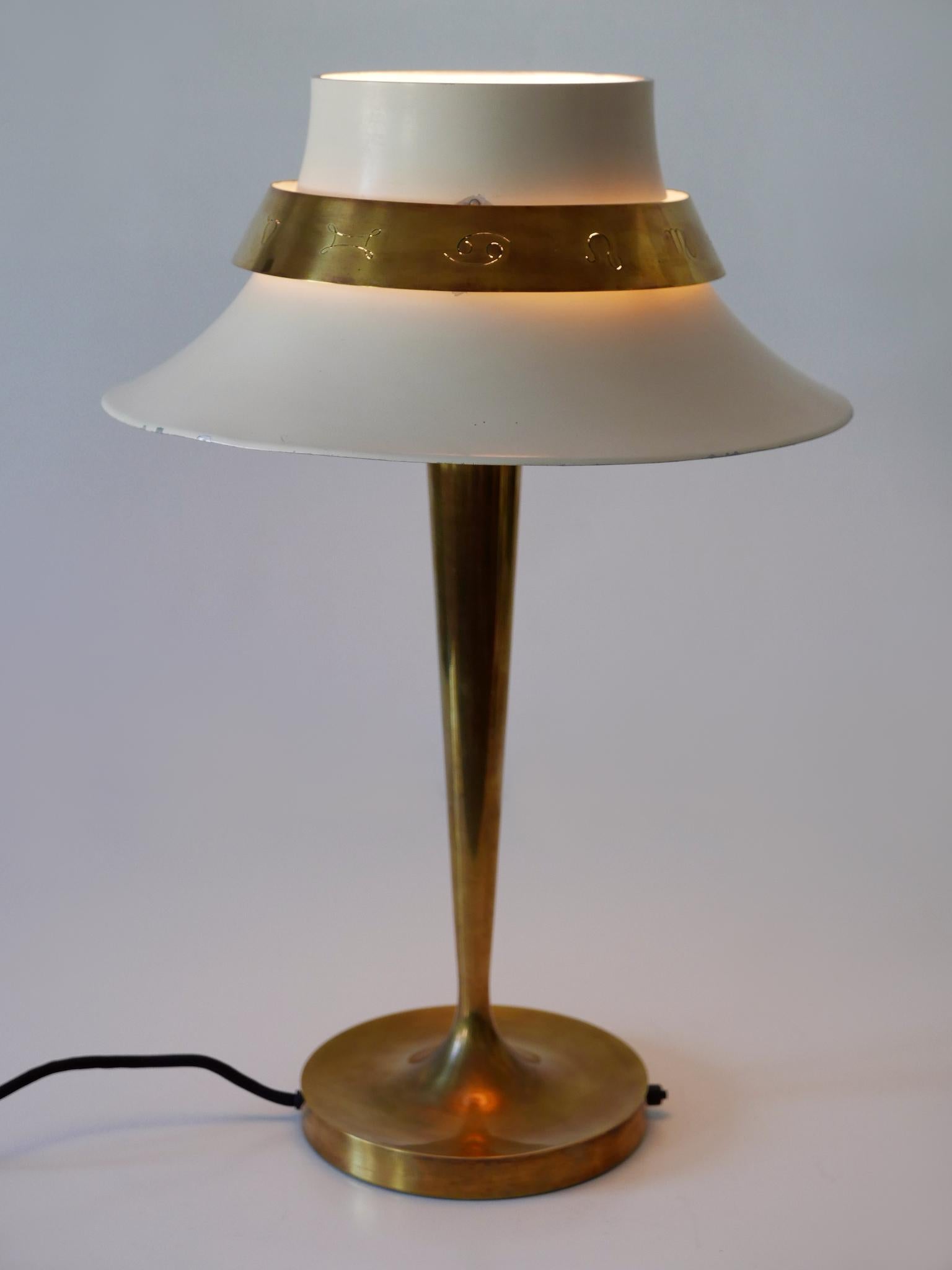 Außergewöhnliche Art Deco Zodiac Schreibtischlampe oder Tischlampe von Jean Perzel Frankreich 1940er Jahre im Angebot 3