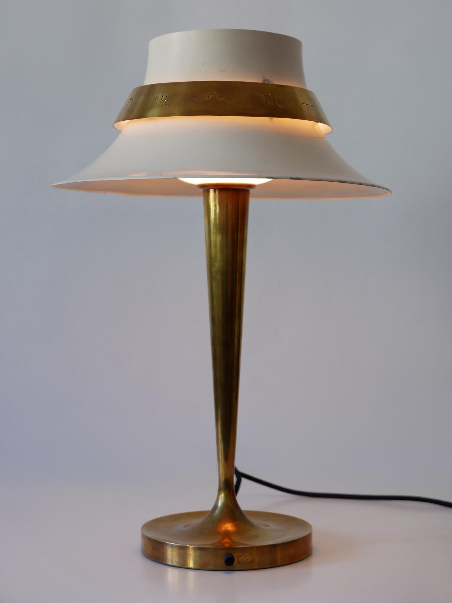 Außergewöhnliche Art Deco Zodiac Schreibtischlampe oder Tischlampe von Jean Perzel Frankreich 1940er Jahre (Art déco) im Angebot