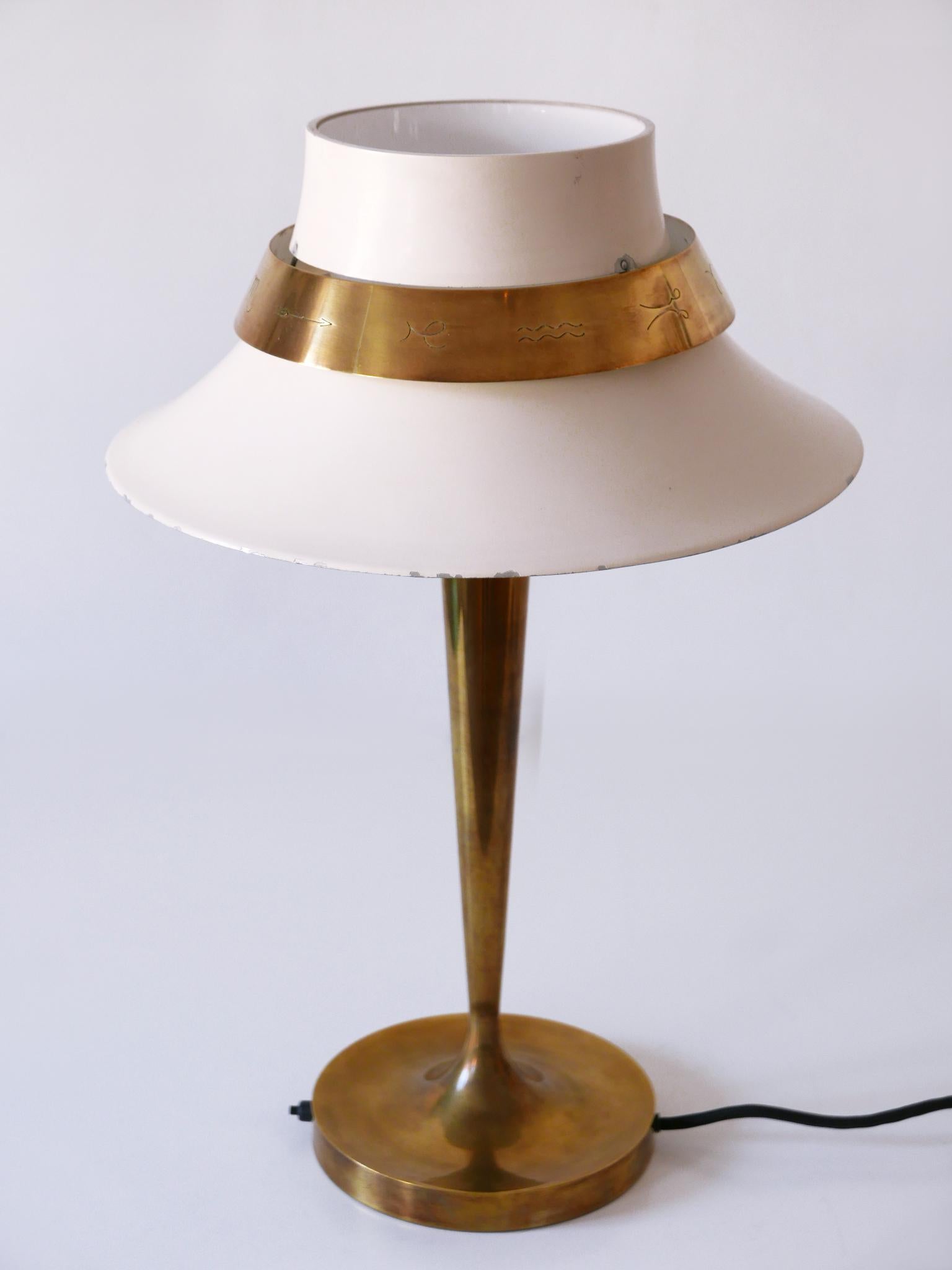Außergewöhnliche Art Deco Zodiac Schreibtischlampe oder Tischlampe von Jean Perzel Frankreich 1940er Jahre (Französisch) im Angebot