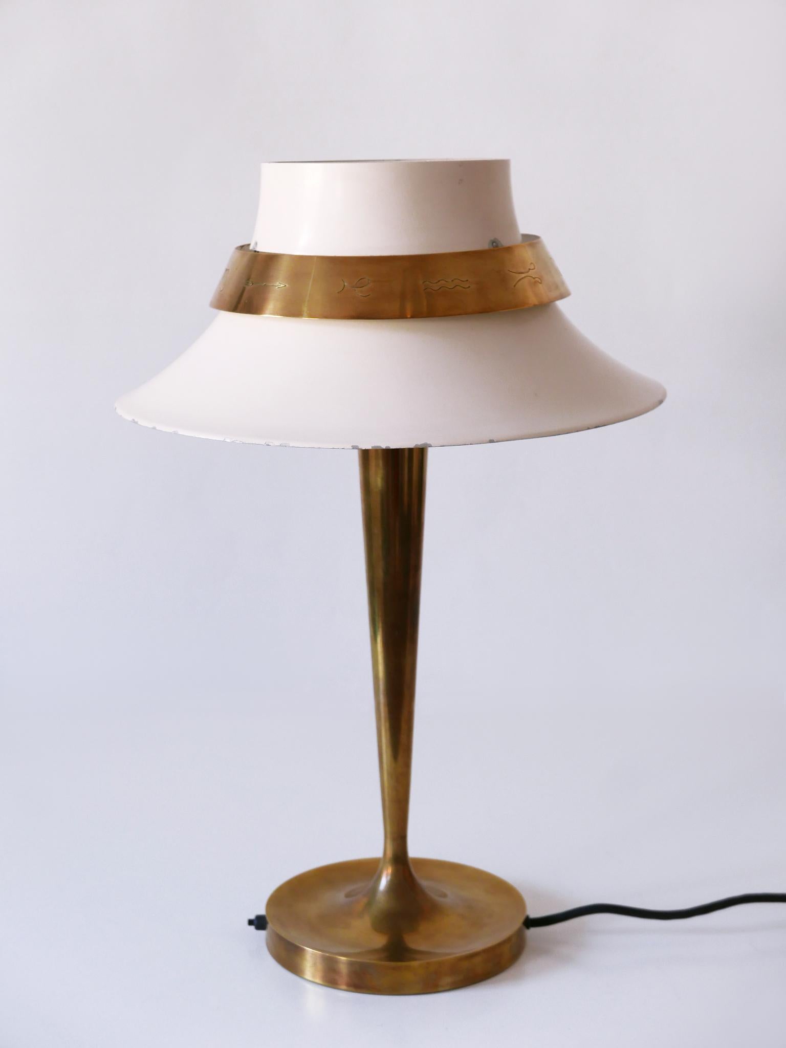 Außergewöhnliche Art Deco Zodiac Schreibtischlampe oder Tischlampe von Jean Perzel Frankreich 1940er Jahre (Mitte des 20. Jahrhunderts) im Angebot