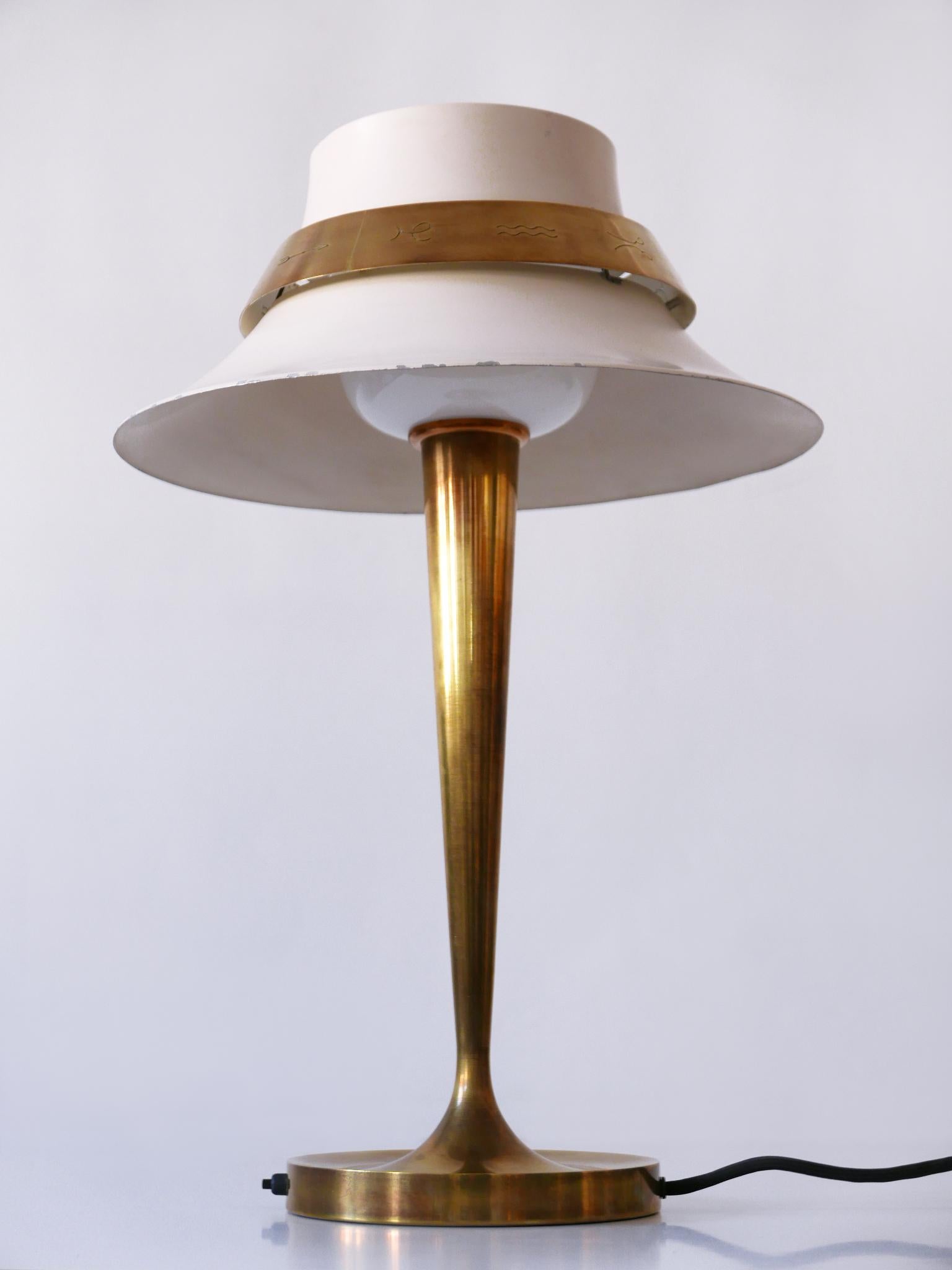 Außergewöhnliche Art Deco Zodiac Schreibtischlampe oder Tischlampe von Jean Perzel Frankreich 1940er Jahre (Aluminium) im Angebot