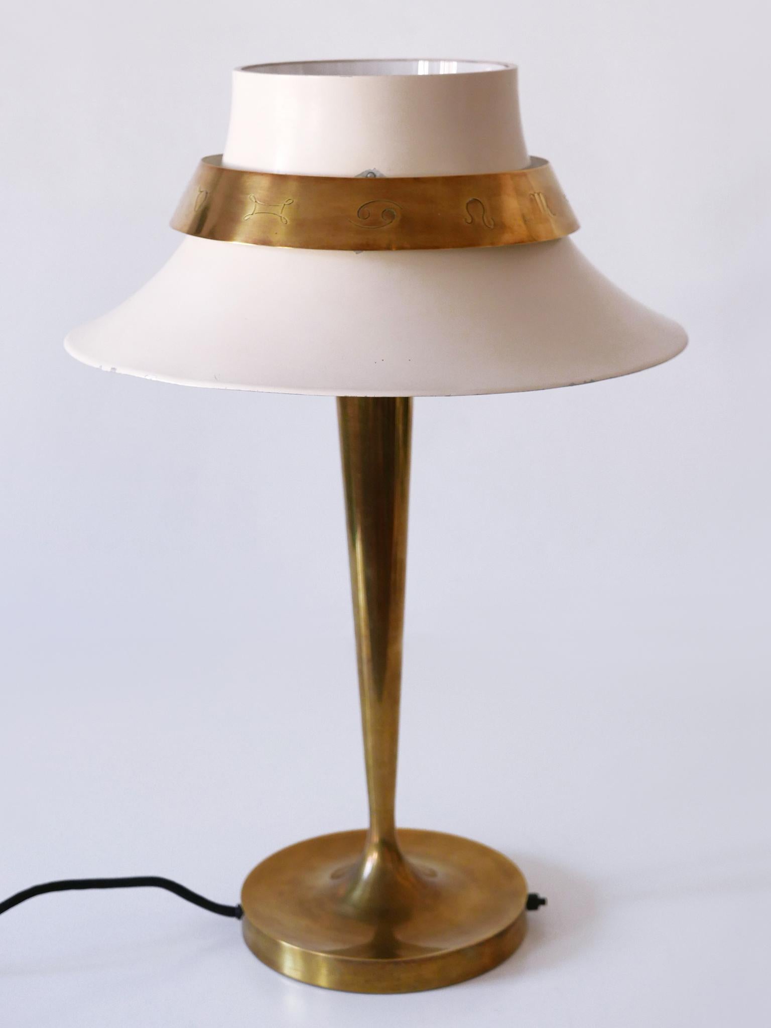 Außergewöhnliche Art Deco Zodiac Schreibtischlampe oder Tischlampe von Jean Perzel Frankreich 1940er Jahre im Angebot 2