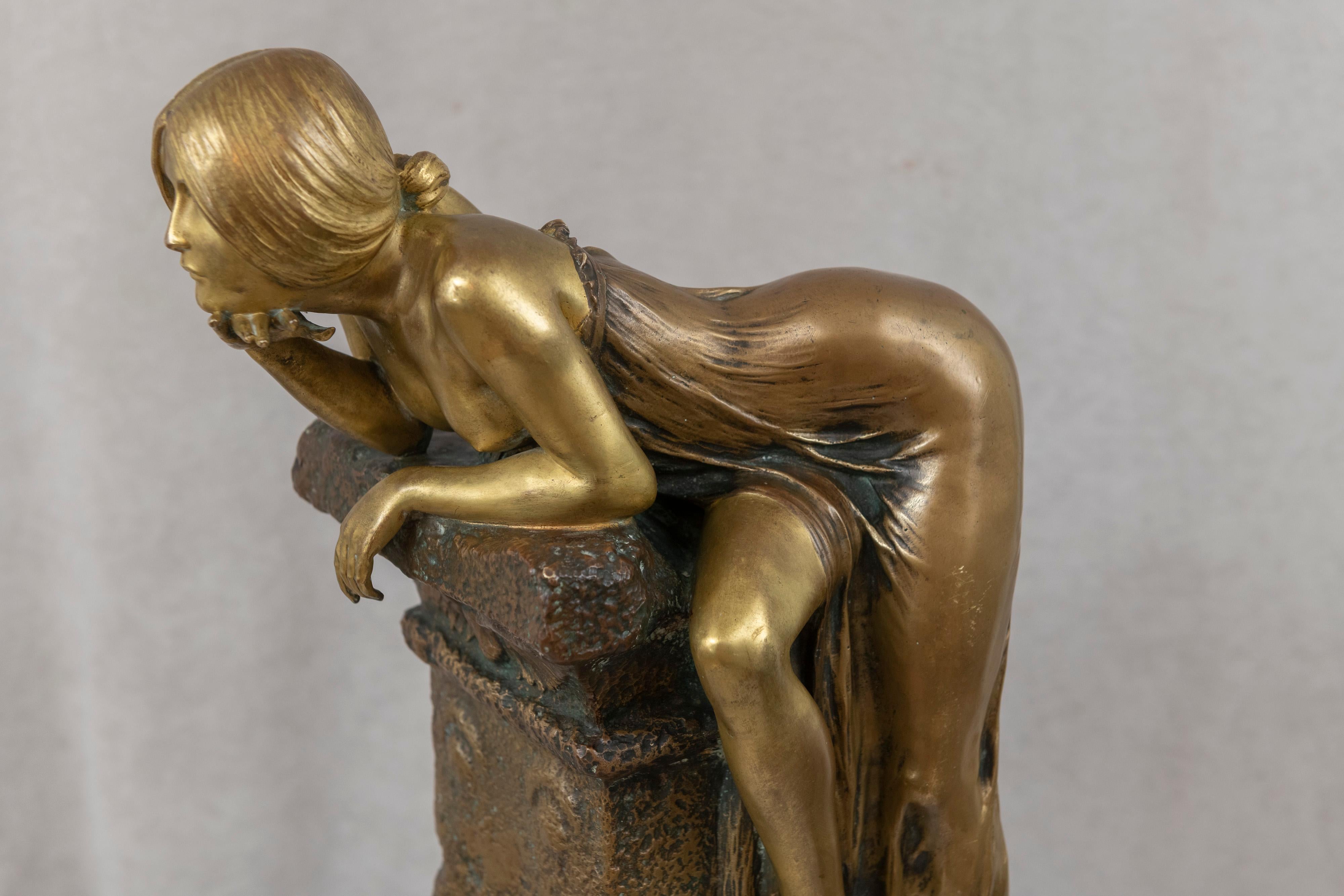 French Exceptional Art Nouveau Bronze Sculpture, by Louis Chalon