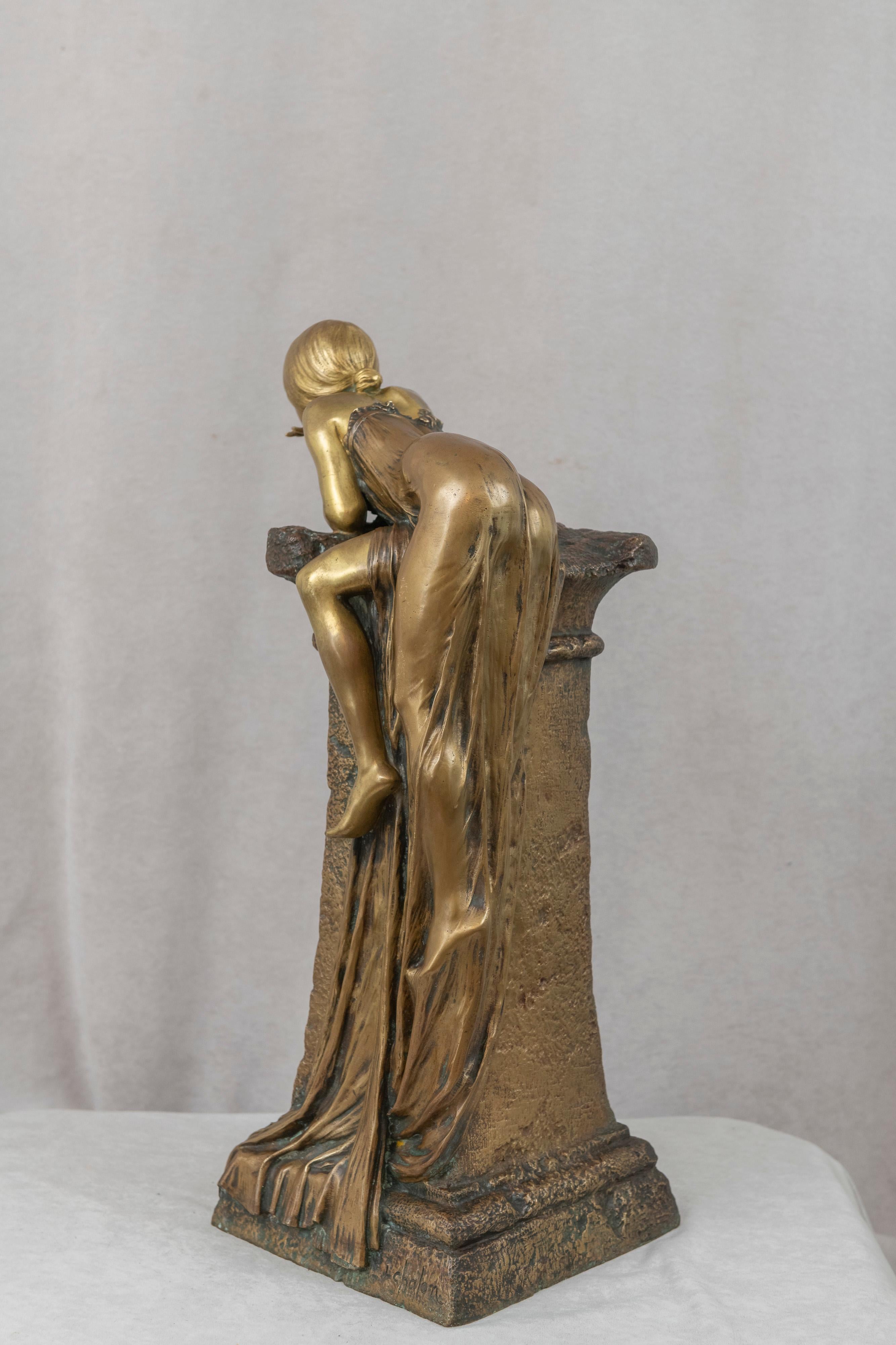 20th Century Exceptional Art Nouveau Bronze Sculpture, by Louis Chalon