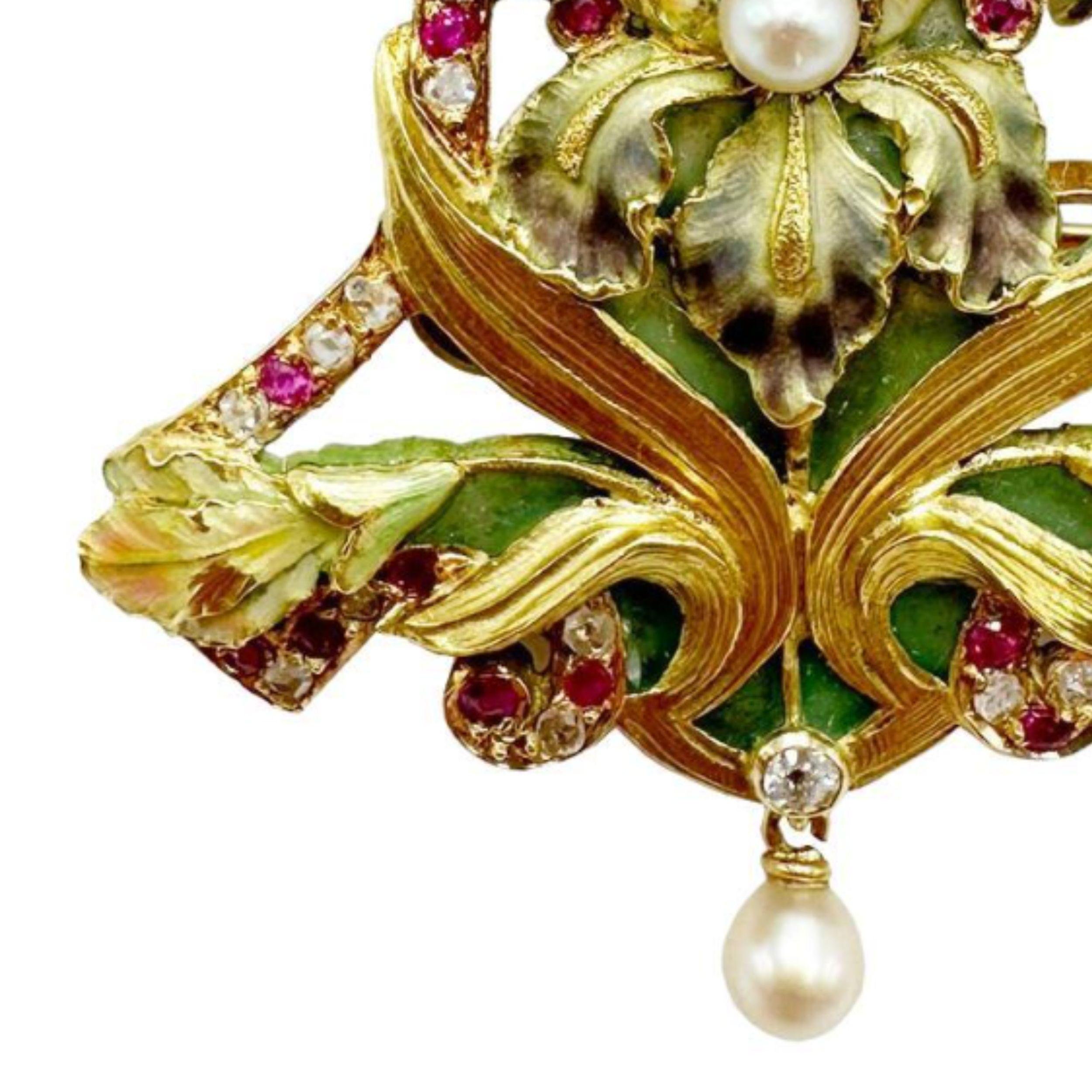 Exceptionnelle broche/pendentif Art Nouveau, vers 1900, avec étui Boucheron en vente 5