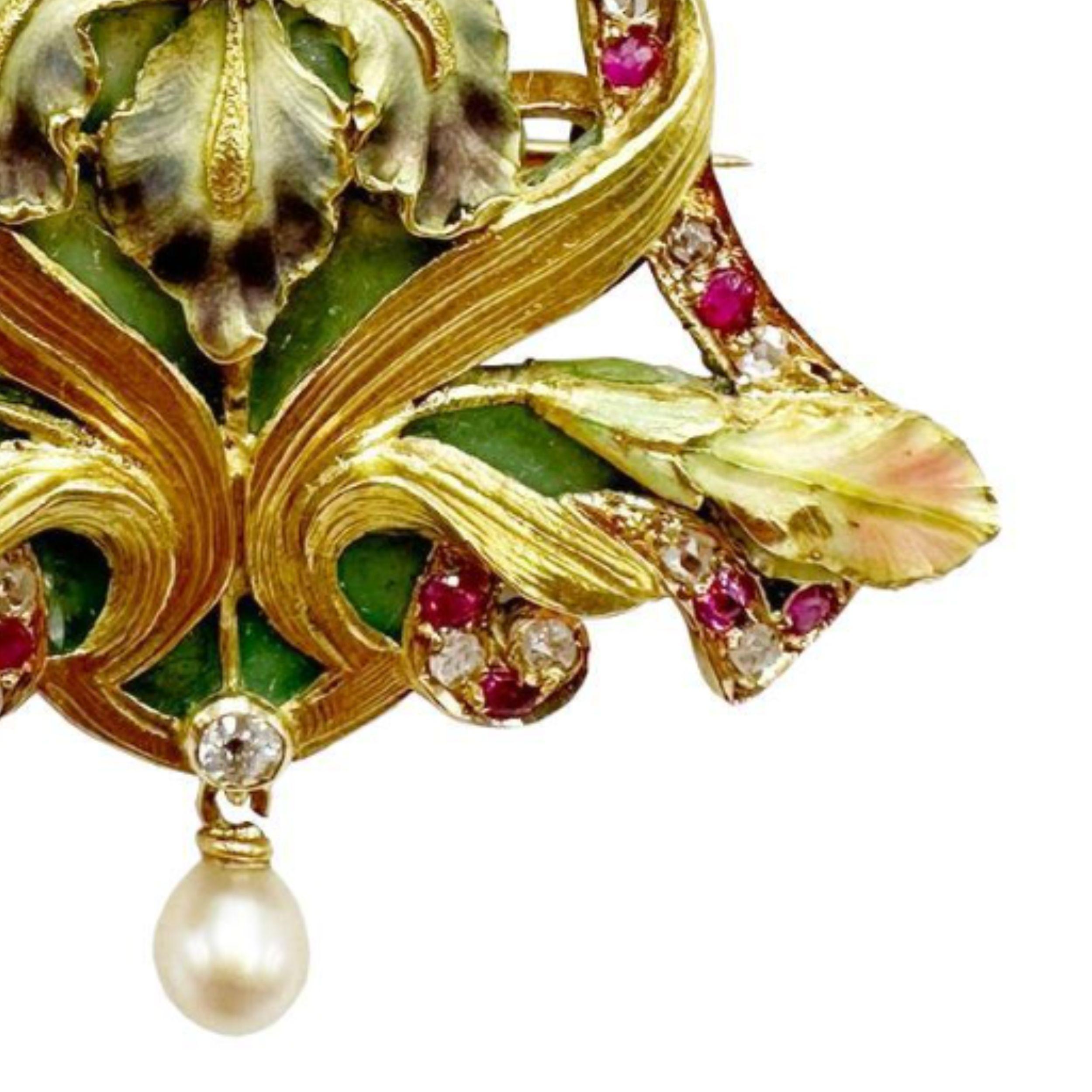 Exceptionnelle broche/pendentif Art Nouveau, vers 1900, avec étui Boucheron en vente 4