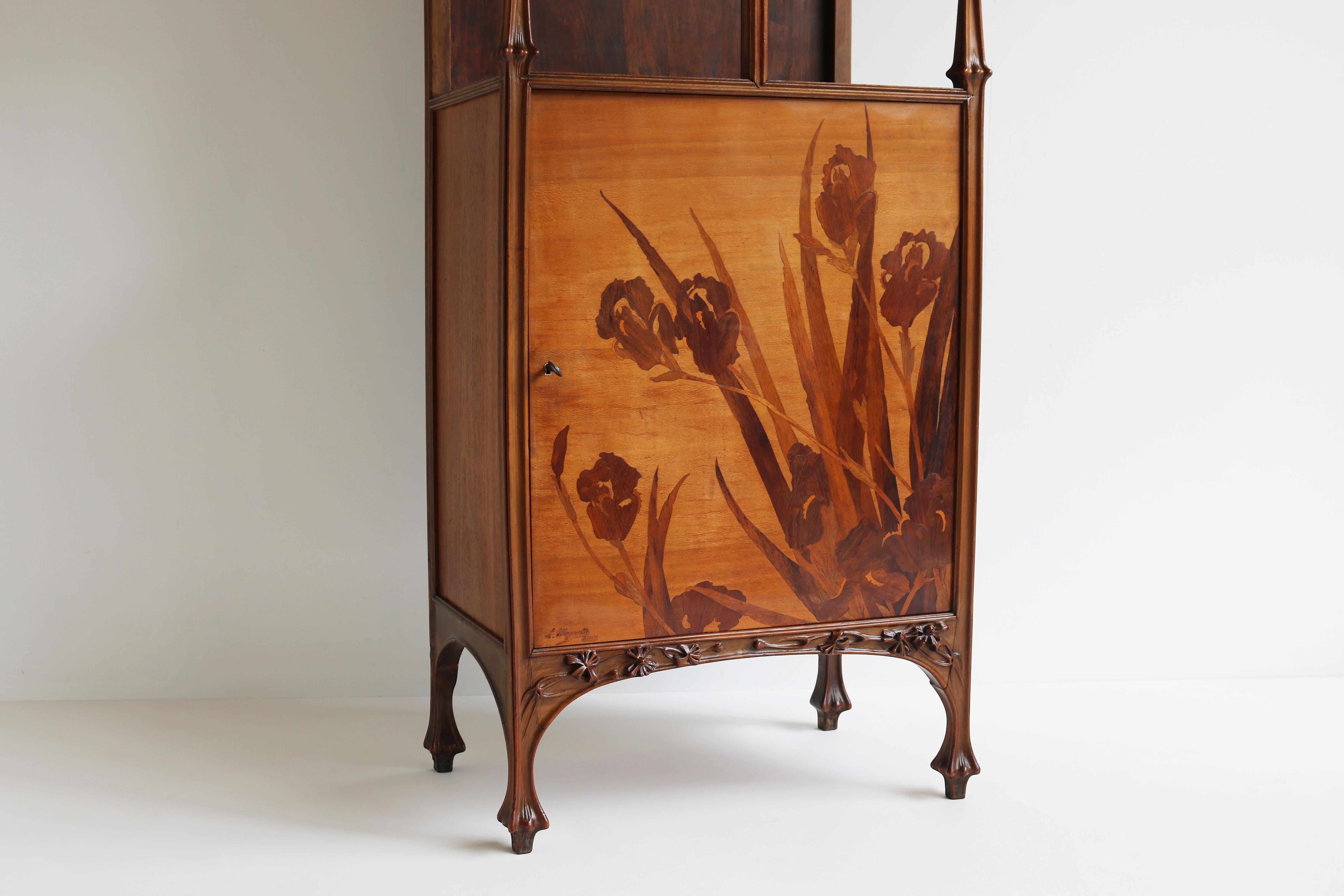 Hand-Carved Exceptional Art Nouveau Cabinet by Louis Majorelle 1900 French Antique Nancy For Sale