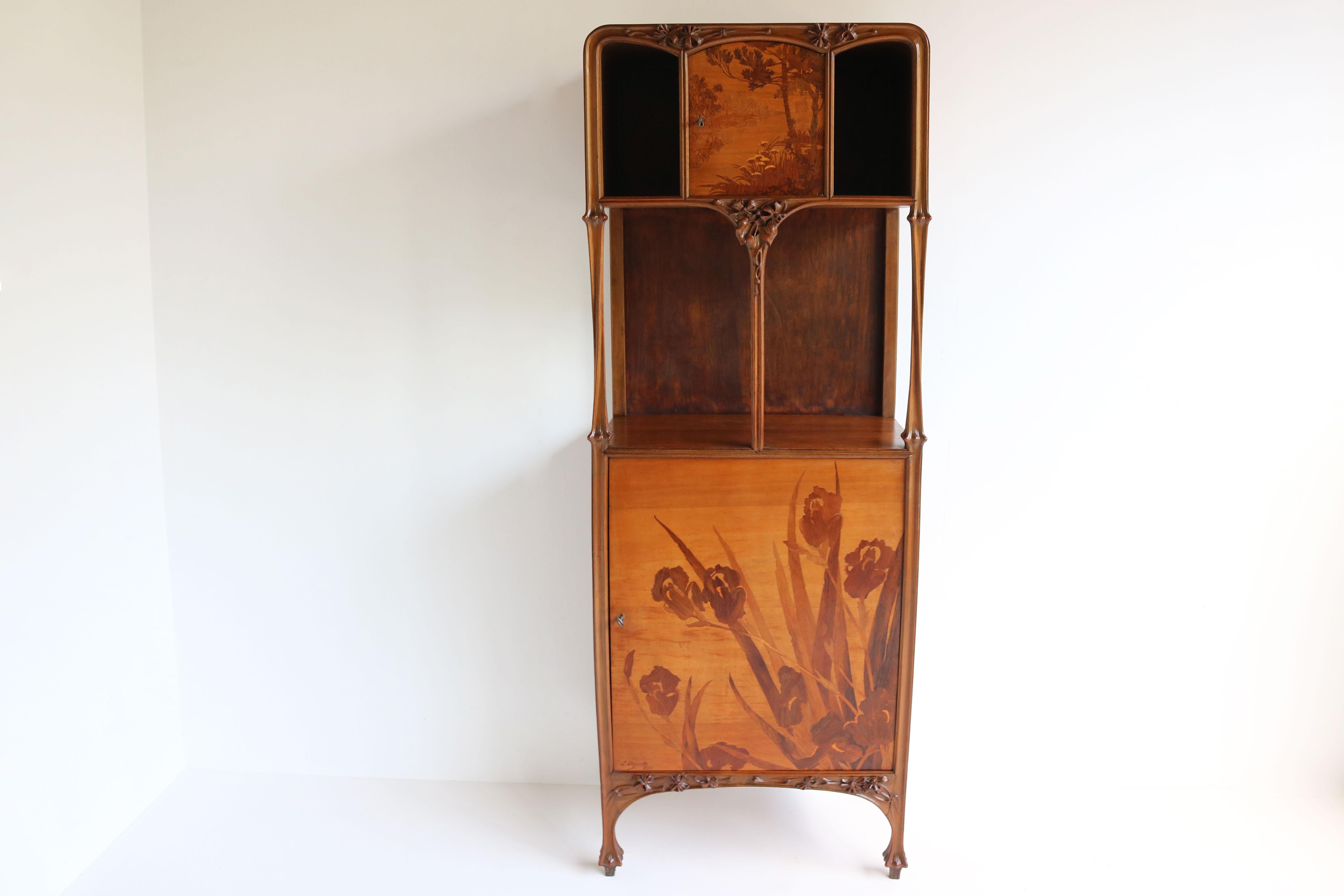 Walnut Exceptional Art Nouveau Cabinet by Louis Majorelle 1900 French Antique Nancy For Sale