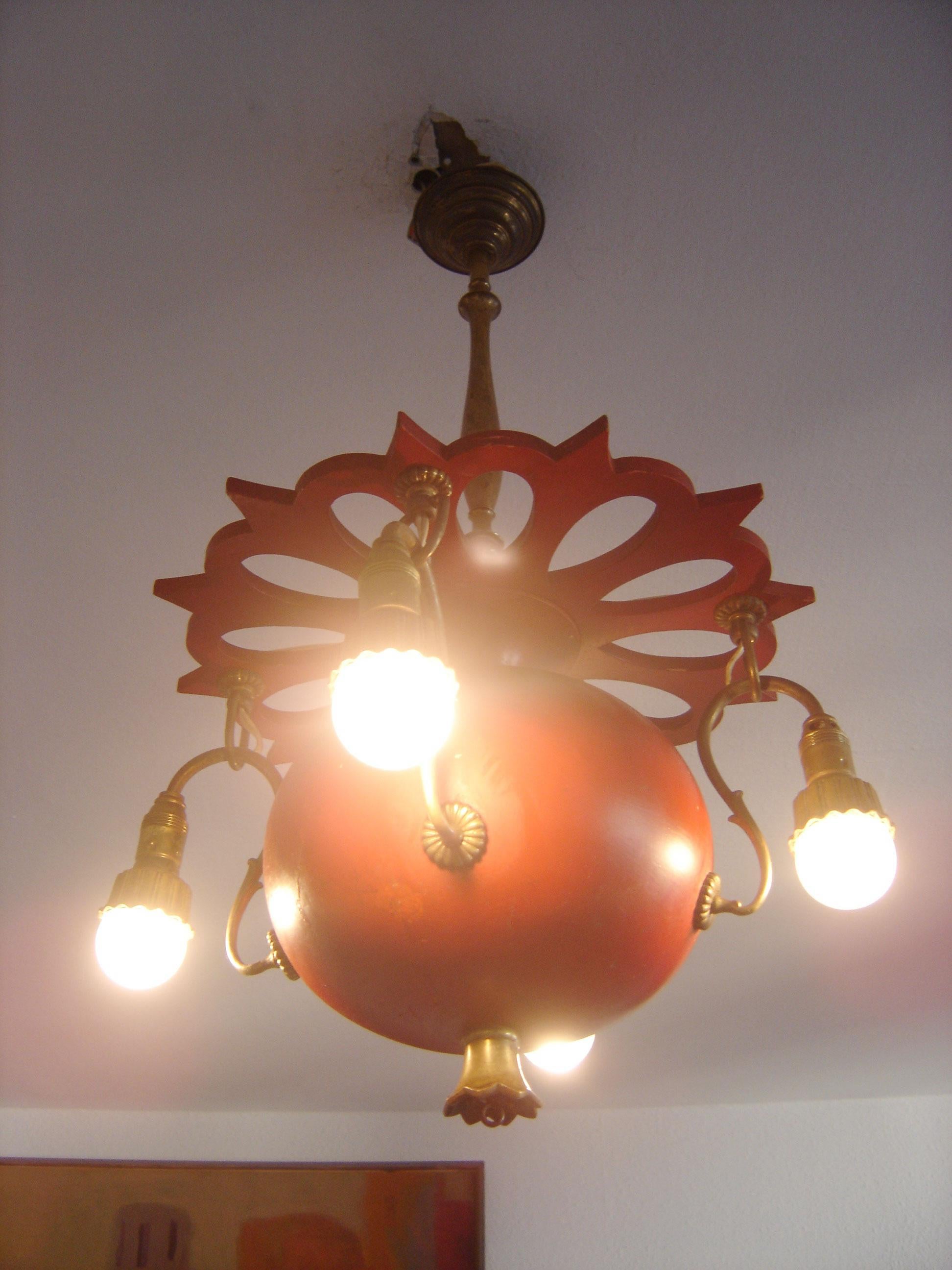 Exceptional Art Nouveau Chandelier or Pendant Lamp 'Granate Apple', 1900 Germany In Good Condition For Sale In Munich, DE