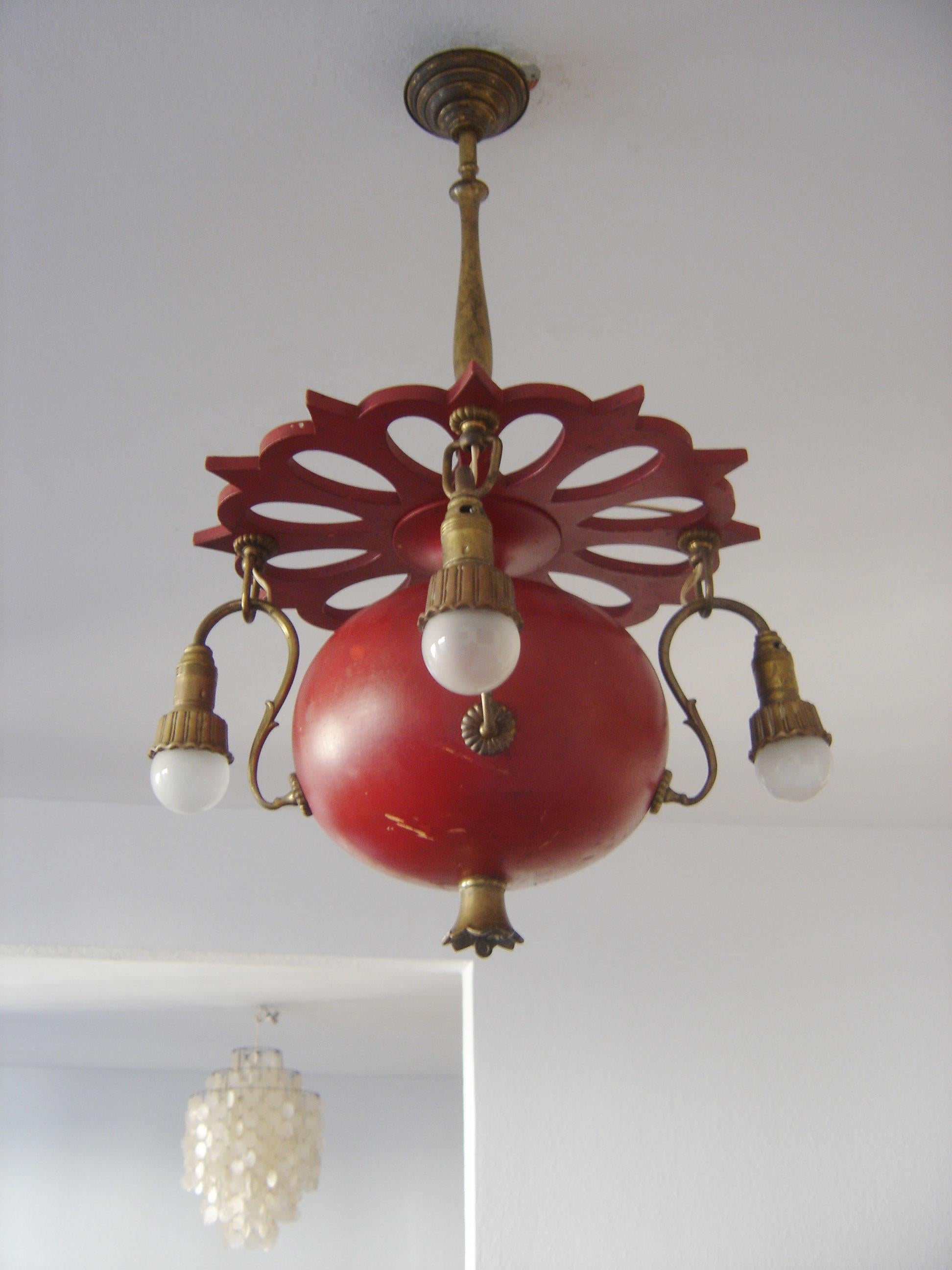 Early 20th Century Exceptional Art Nouveau Chandelier or Pendant Lamp 'Granate Apple', 1900 Germany For Sale