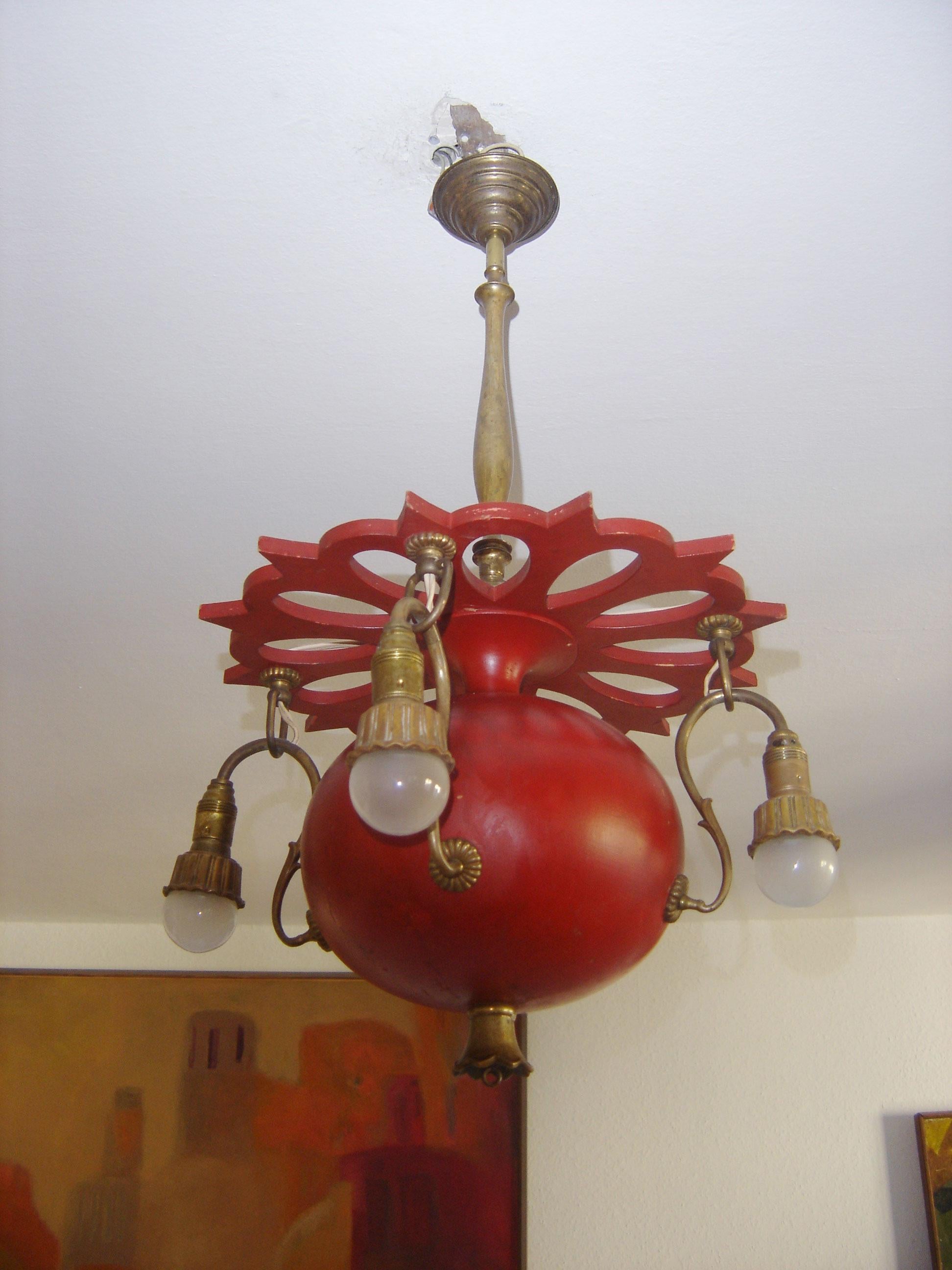 Exceptional Art Nouveau Chandelier or Pendant Lamp 'Granate Apple', 1900 Germany For Sale 1