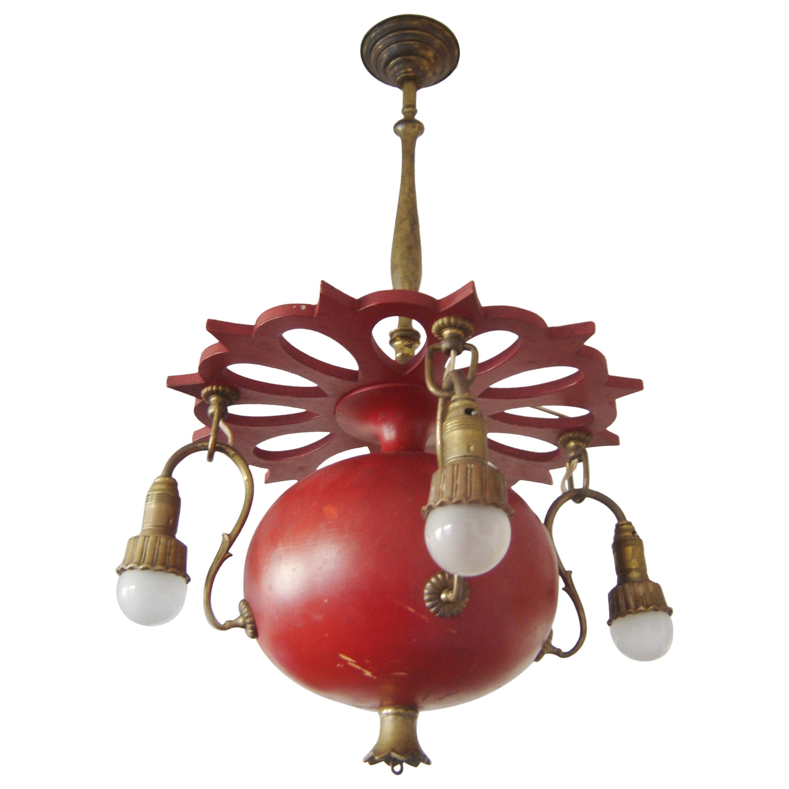 Exceptional Art Nouveau Chandelier or Pendant Lamp 'Granate Apple', 1900 Germany