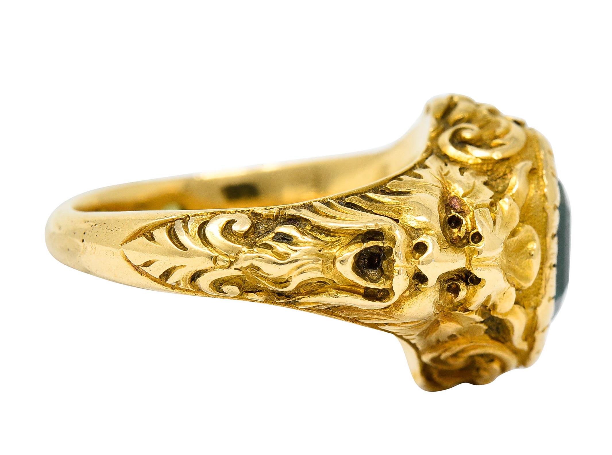 gold emerald signet ring
