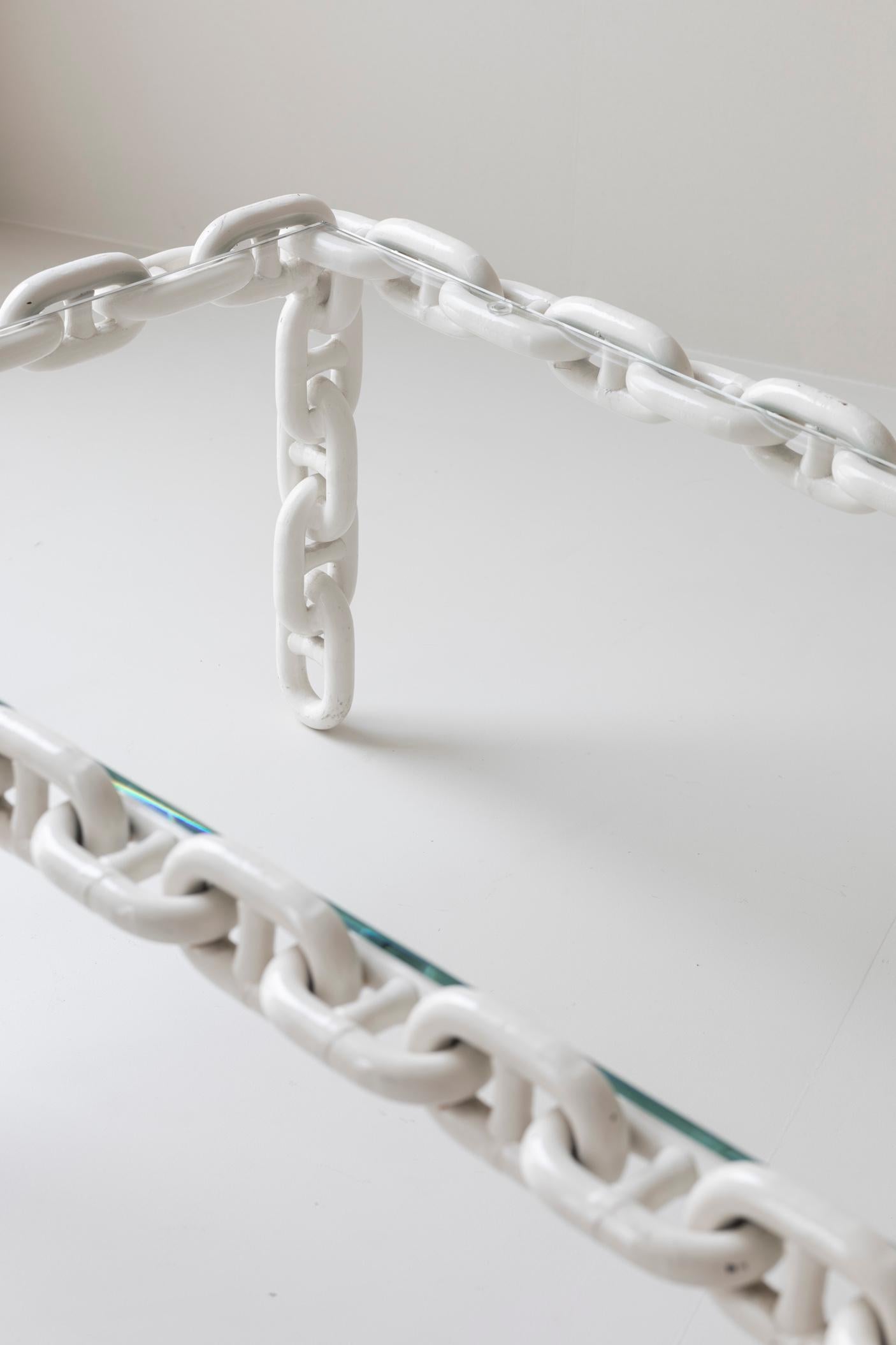 Mid-Century Modern Exceptional artisan chain link coffee table, Belgium 1970s. For Sale