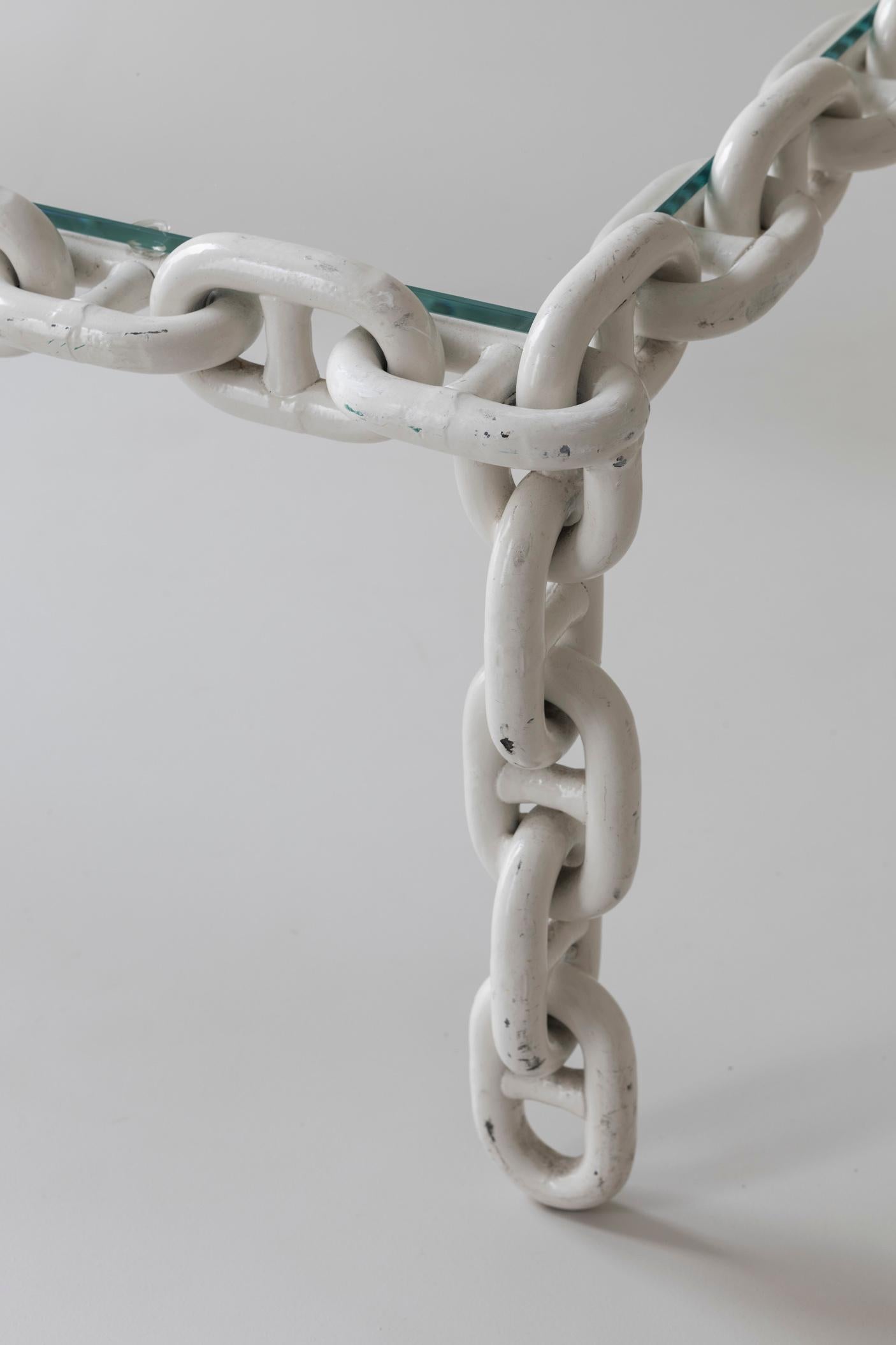 Exceptional artisan chain link coffee table, Belgium 1970s. For Sale 1