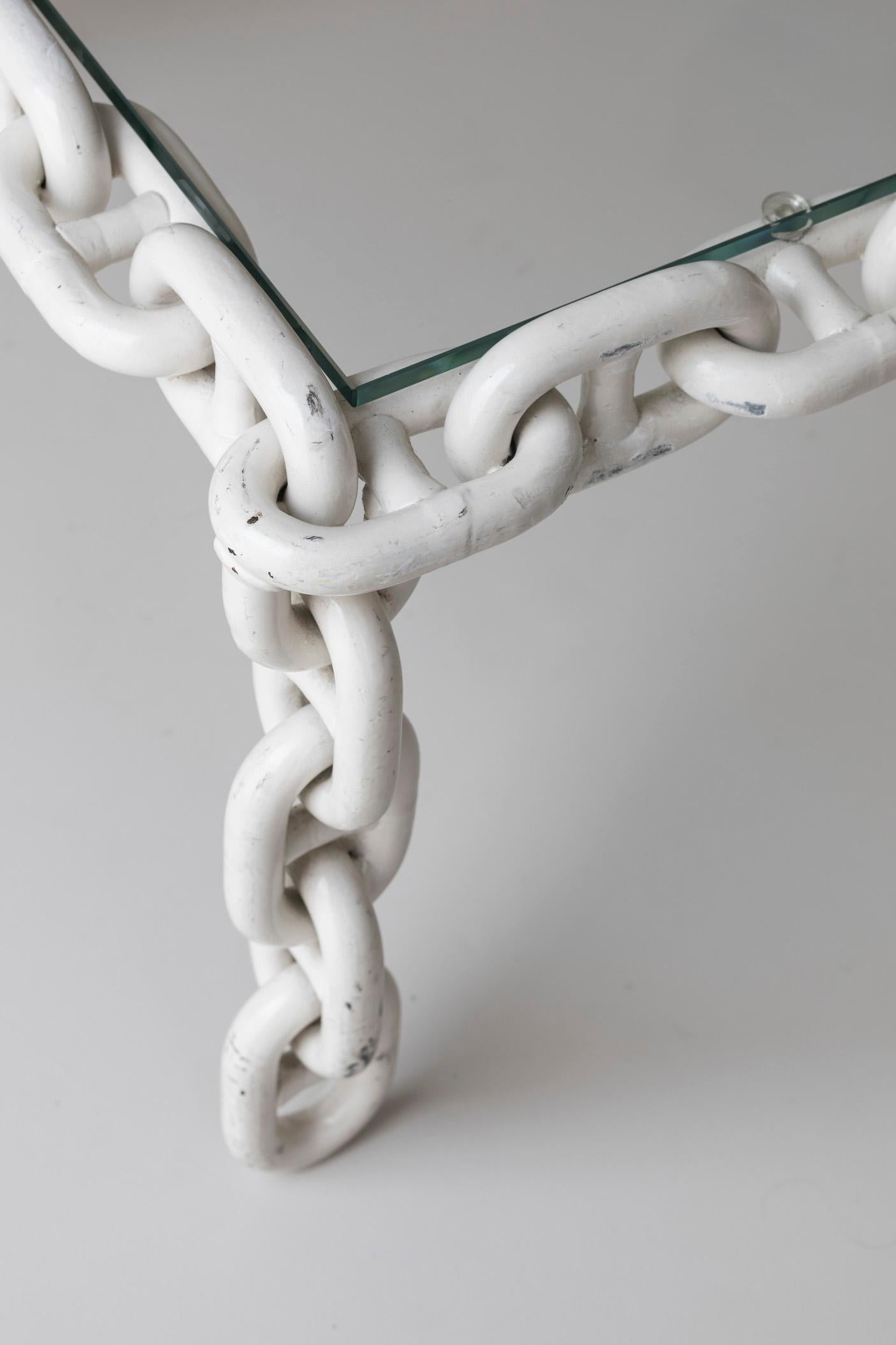 Exceptional artisan chain link coffee table, Belgium 1970s. For Sale 2