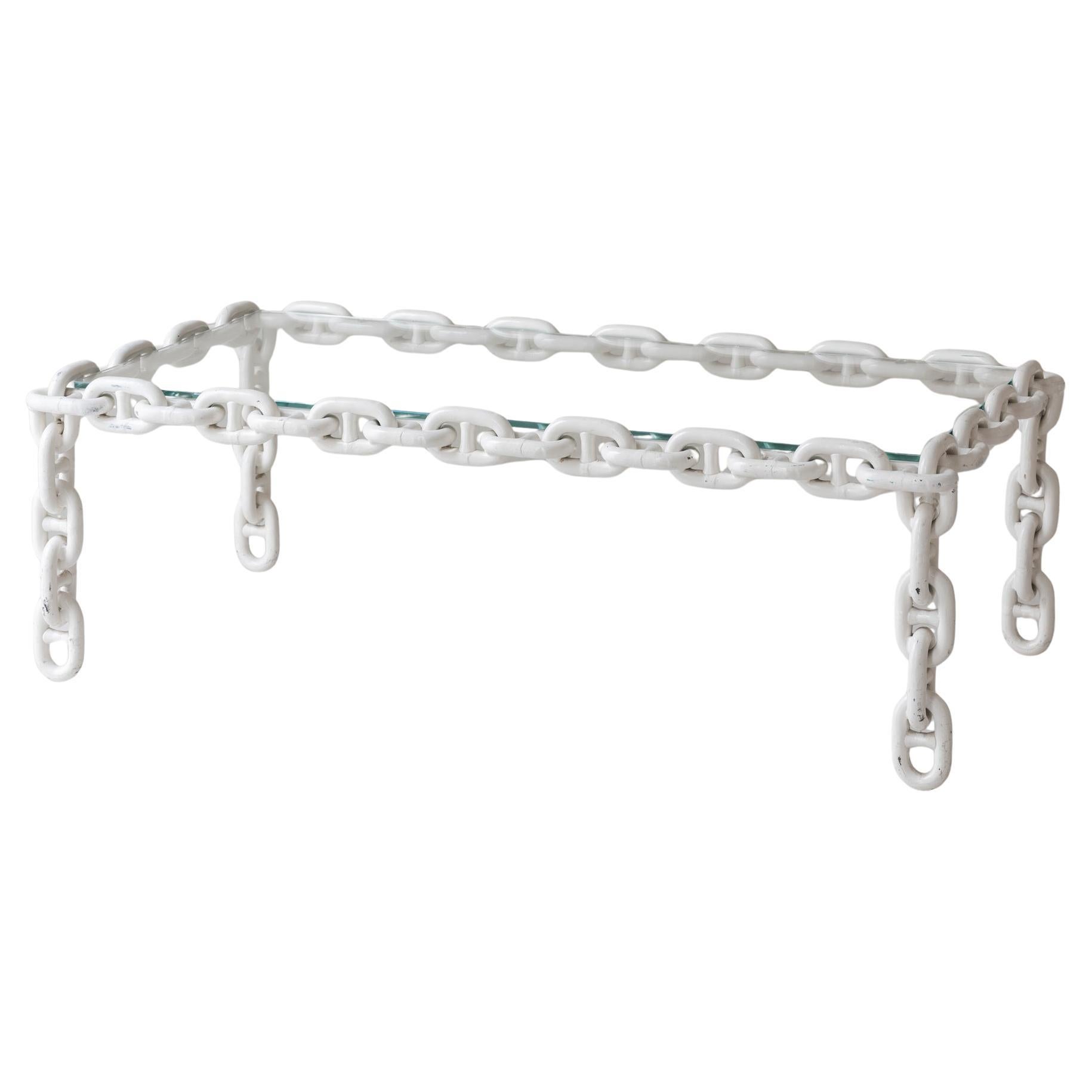 Exceptional artisan chain link coffee table, Belgium 1970s. For Sale