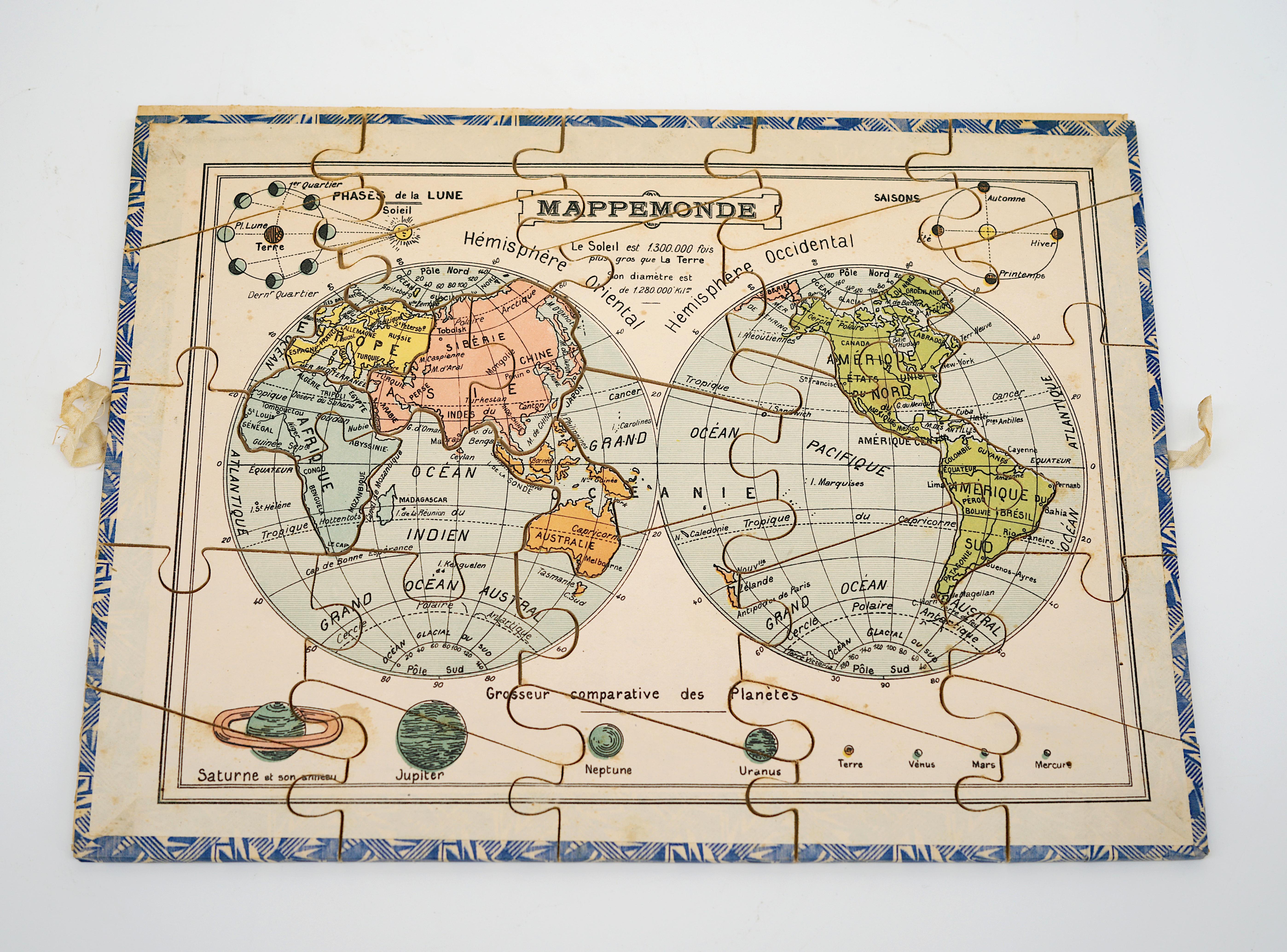 Exceptionnel puzzle Atlas de Léon Saussine, vers 1900 Bon état - En vente à Saint-Amans-des-Cots, FR