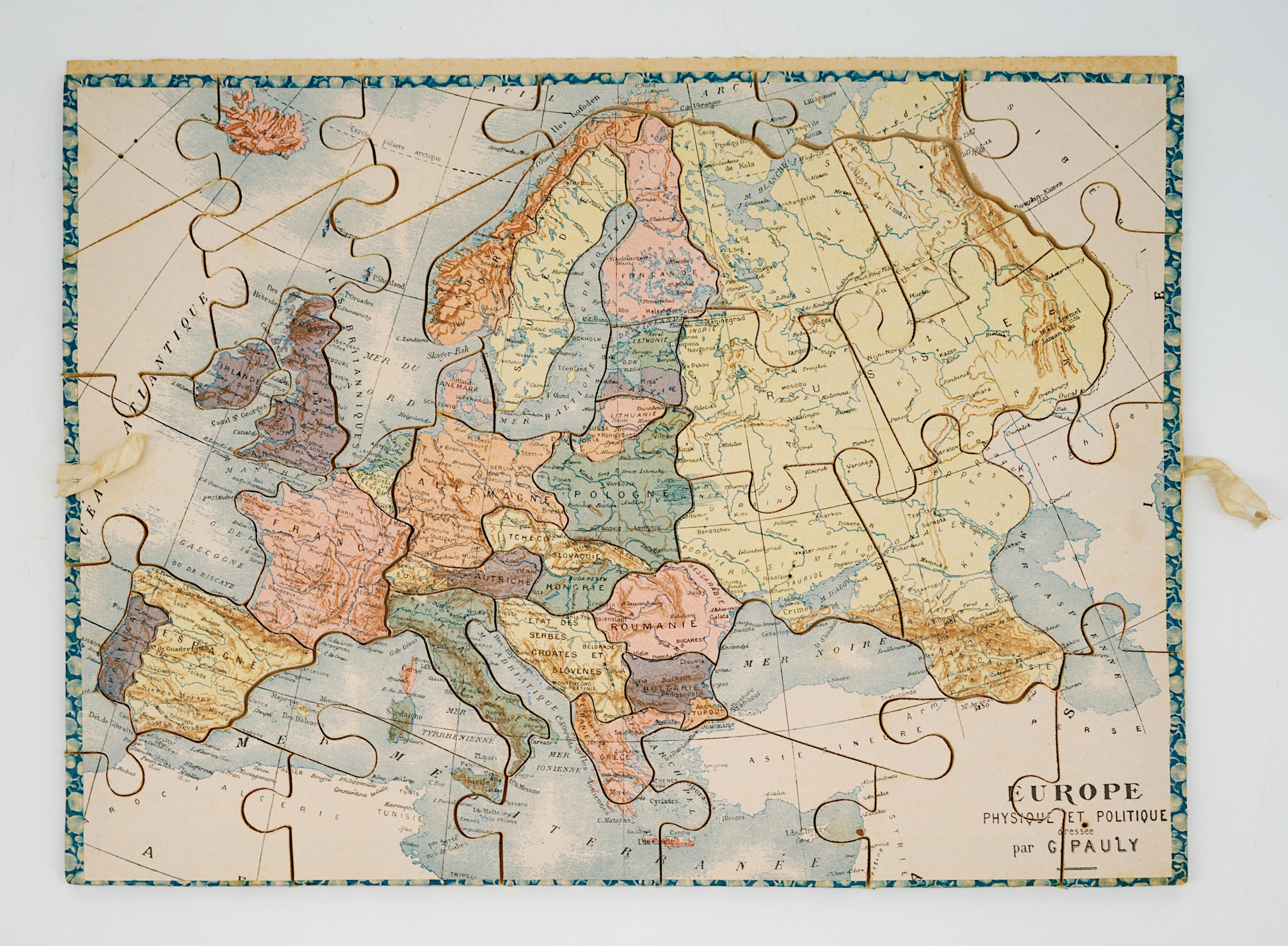 Exceptionnel puzzle Atlas de Léon Saussine, vers 1900 en vente 1