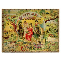 Exceptional Atlas Puzzle by Léon Saussine, ca.1900
