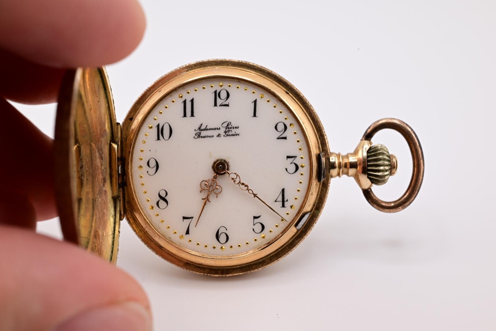 Exceptional Audemars Freres 14K Gold Enamel Pocket Watch 7