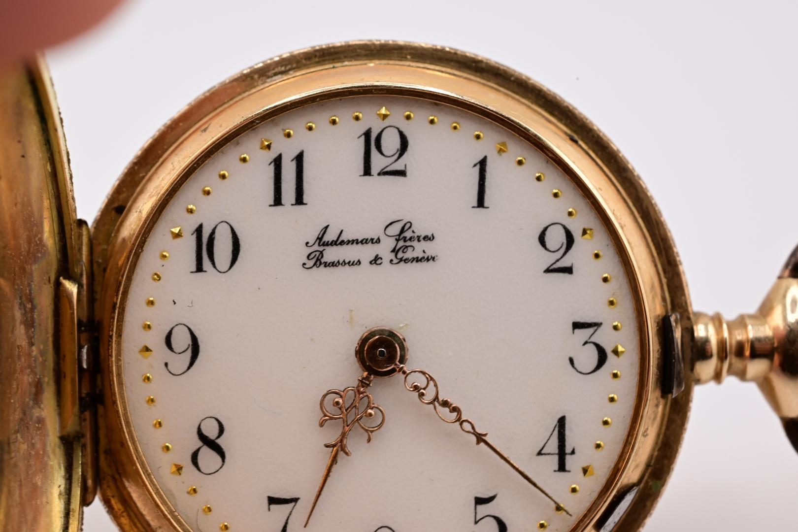 Exceptional Audemars Freres 14K Gold Enamel Pocket Watch 8