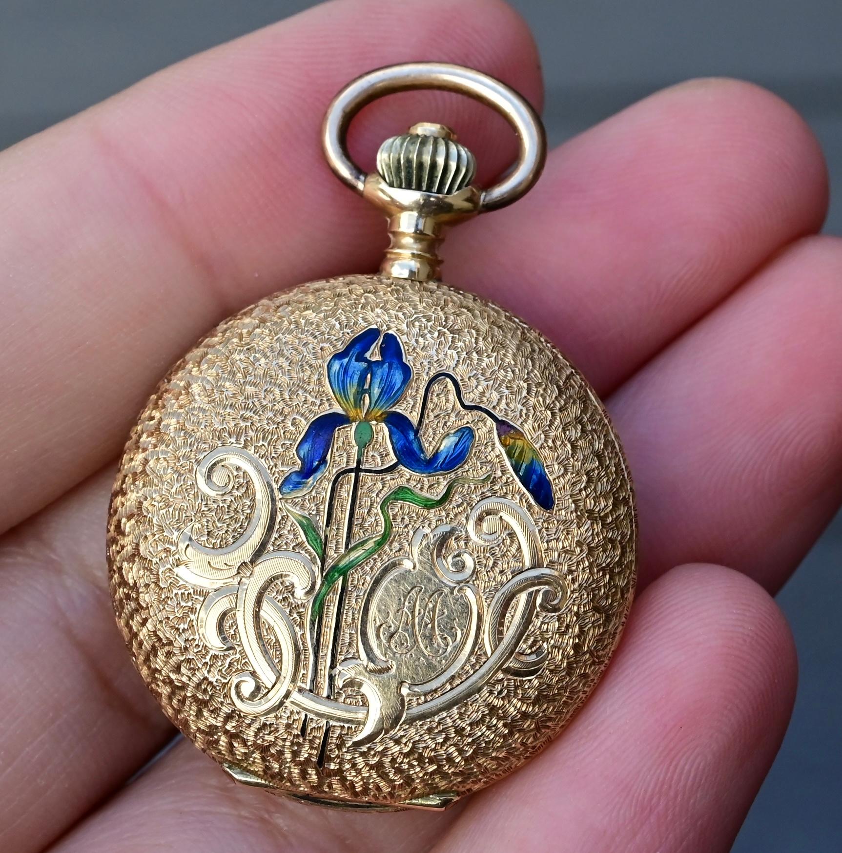 Exceptional Audemars Freres 14K Gold Enamel Pocket Watch 11