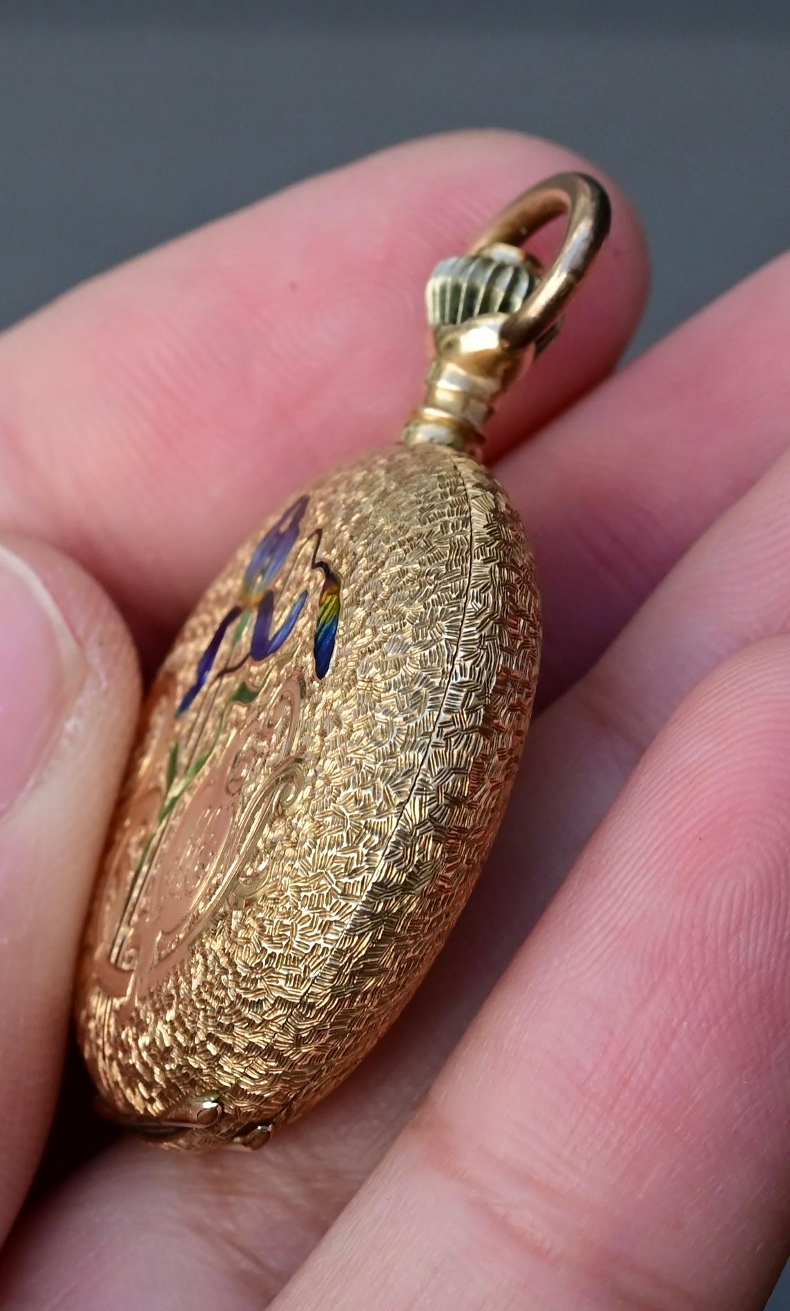 Exceptional Audemars Freres 14K Gold Enamel Pocket Watch 12
