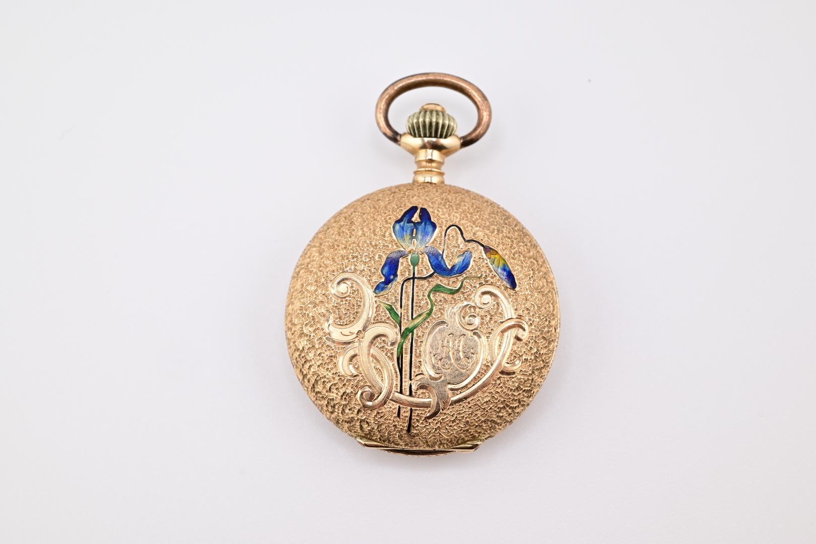 Women's or Men's Exceptional Audemars Freres 14K Gold Enamel Pocket Watch