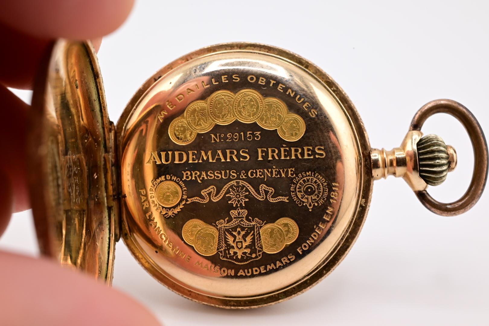 Exceptional Audemars Freres 14K Gold Enamel Pocket Watch 2